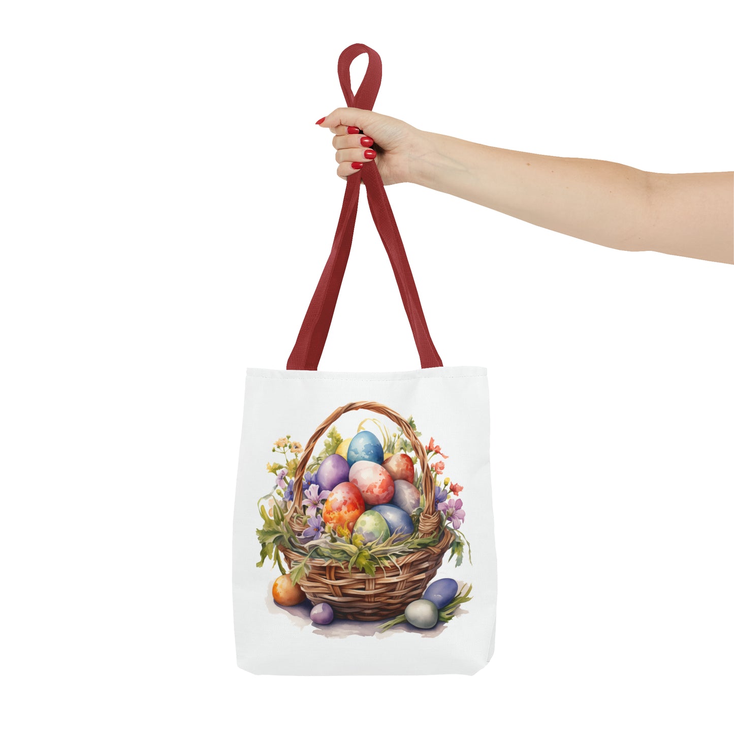 Happy Easter Basket / Egg Basket Watercolor Design Tote Bag