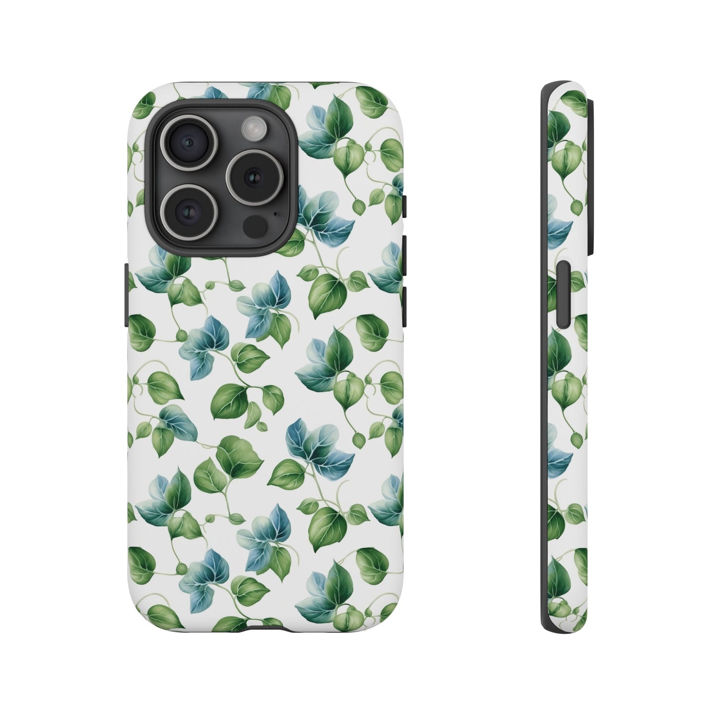 Gardening Lovers Collection - "English Ivy (Hedera helix)" Herbal Watercolor Plants Pattern - iPhone 15, iPhone 14 and iPhone 13 Phone Case