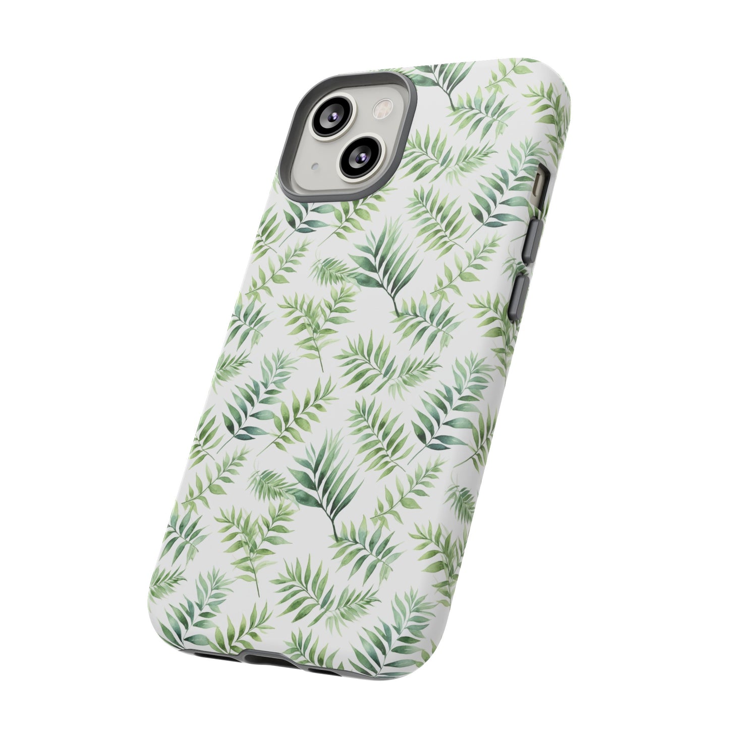 Gardening Collection - "Bamboo Palm (Chamaedorea seifrizii)" Herbal Watercolor Plants Pattern- iPhone 15, iPhone 14 and iPhone 13 Phone Case