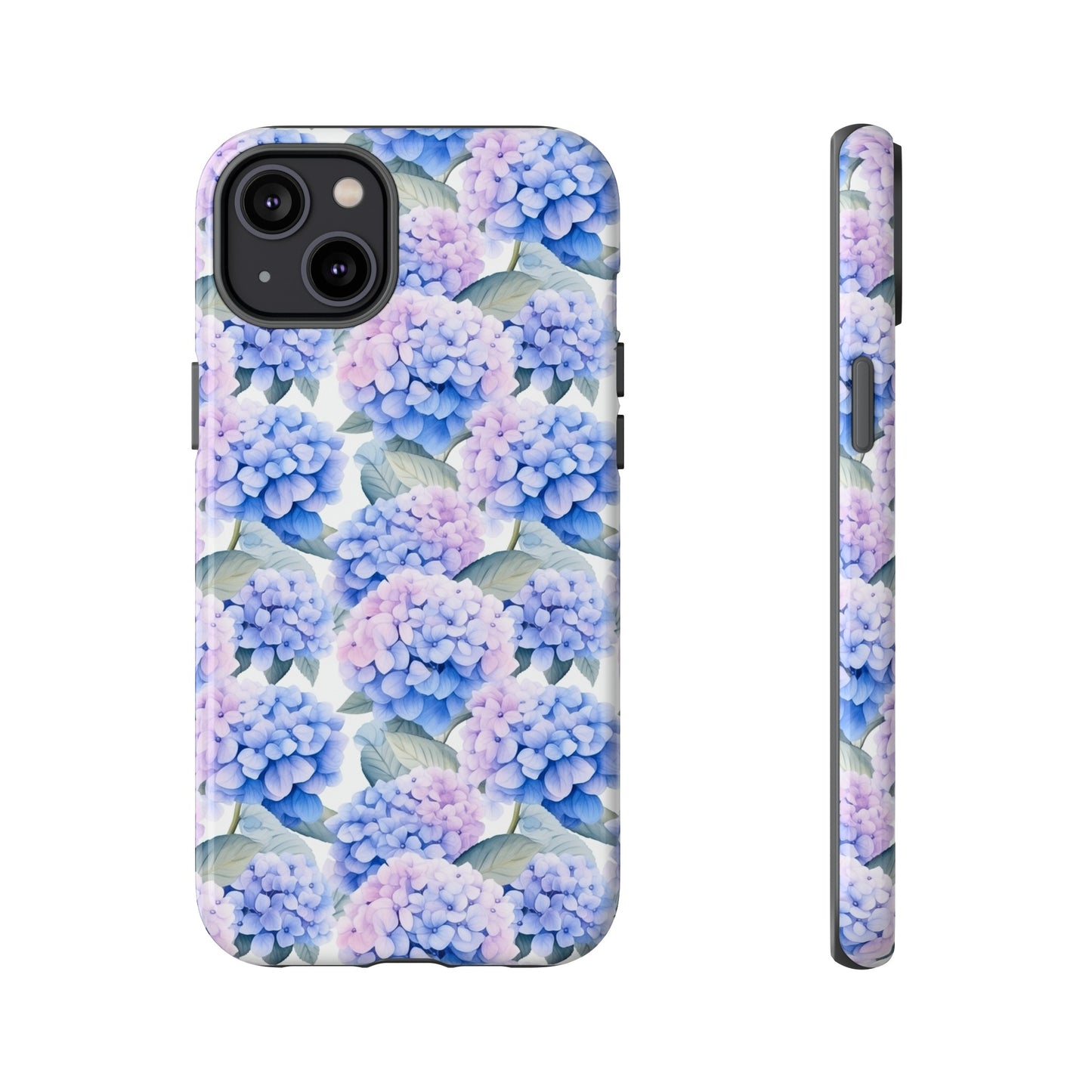 Gardening Lovers Collection - "Hydrangea (Hydrangea spp.)" Herbal Watercolor Plants Pattern - iPhone 15, iPhone 14 and iPhone 13 Phone Case