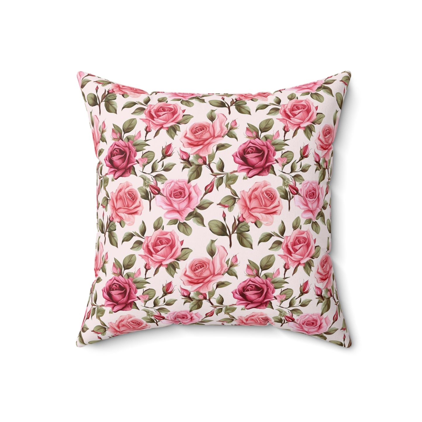 Lovely Roses Floral Pattern Pillow - Spun Polyester Square Pillow