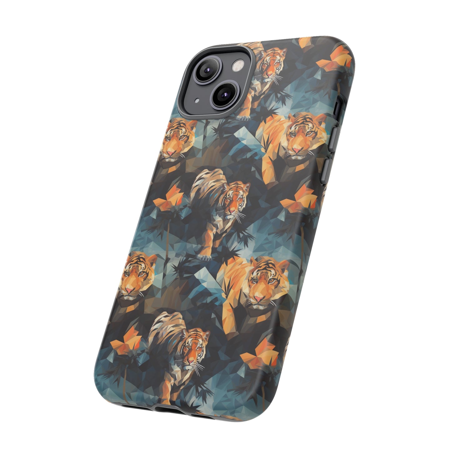 Sneaking Tiger Grey Polygonized Style Phone Case  - Tough Cases for iPhone 15, iPhone 14 and iPhone 13