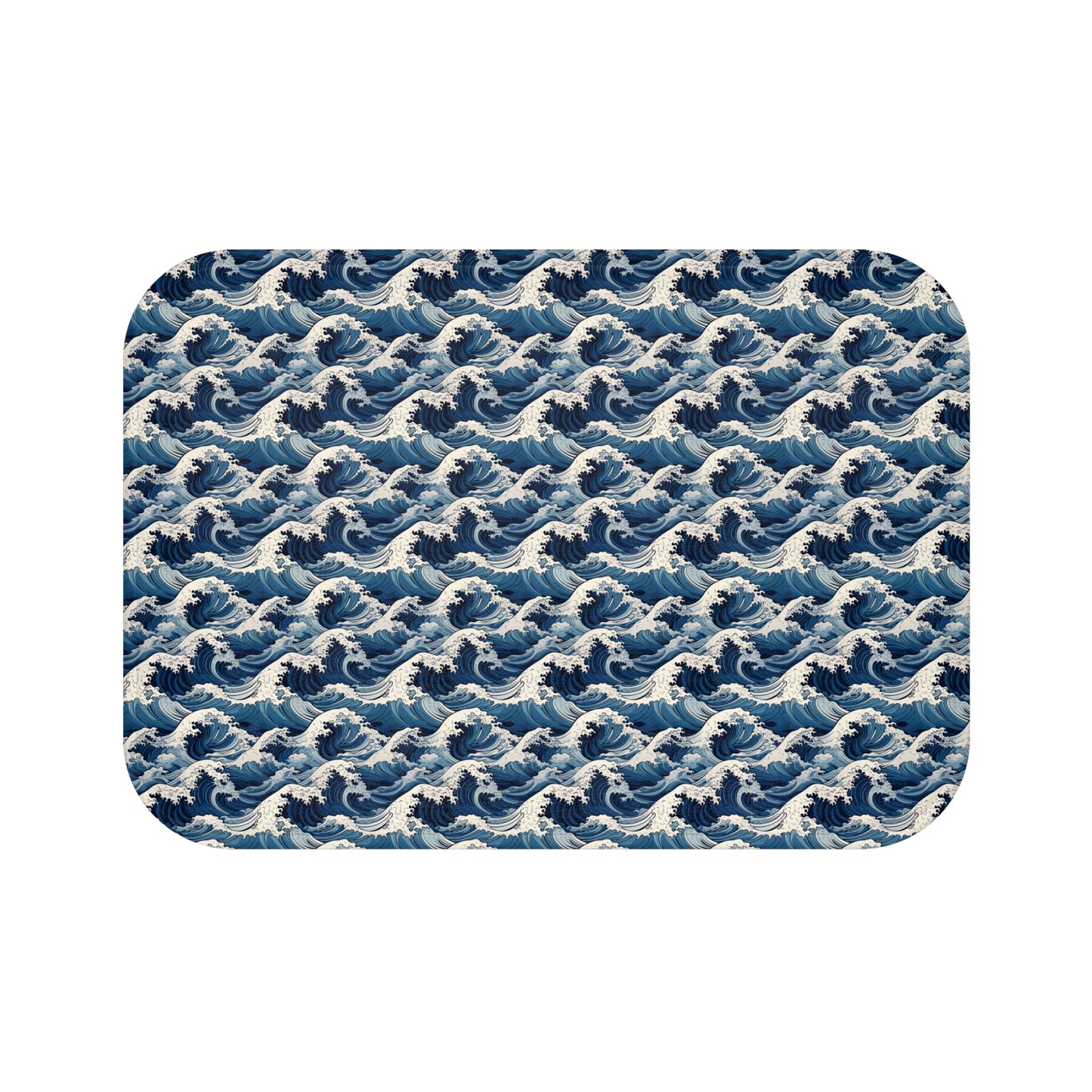 Minimalistic Japanese Wave Style Pattern Bath Mat