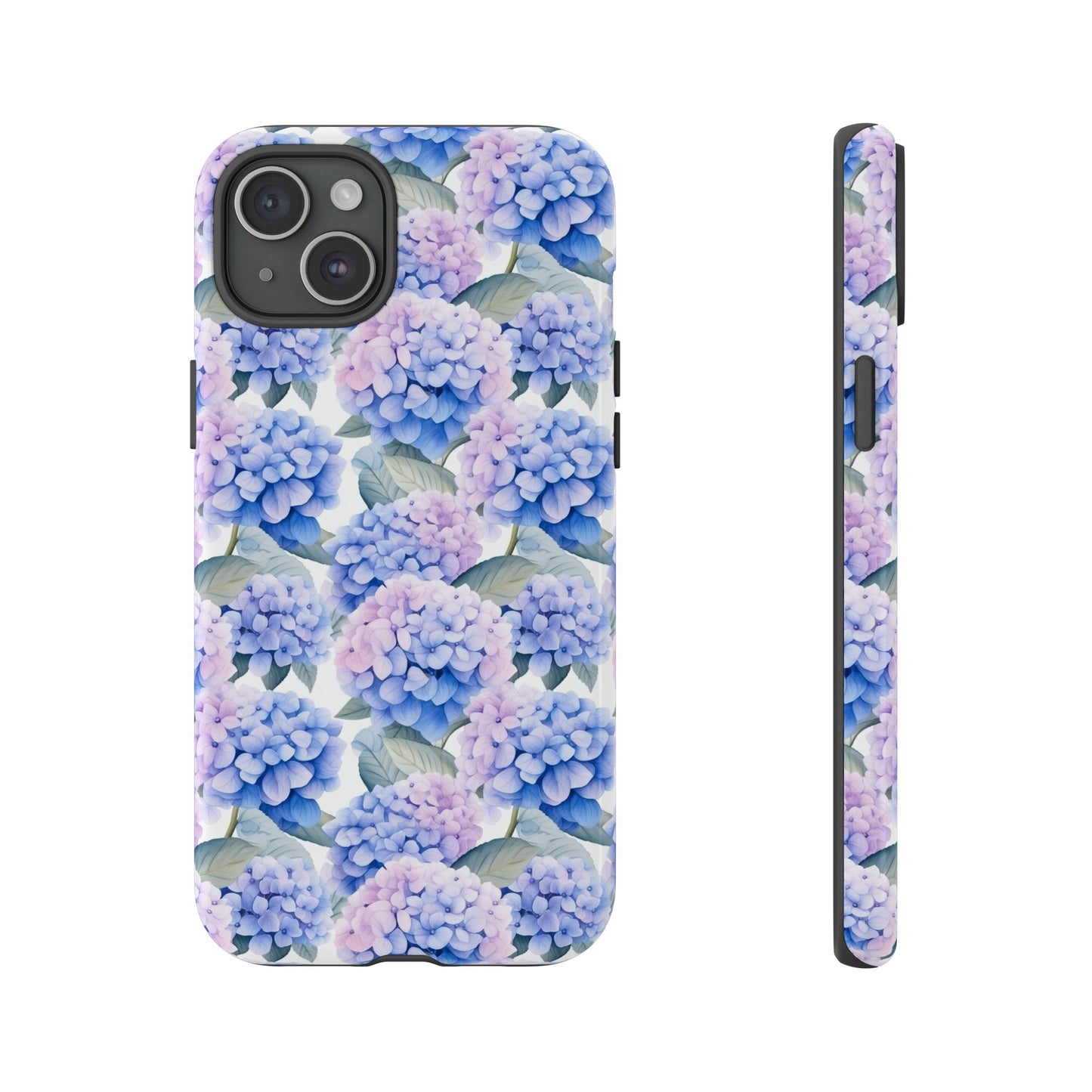 Gardening Lovers Collection - "Hydrangea (Hydrangea spp.)" Herbal Watercolor Plants Pattern - iPhone 15, iPhone 14 and iPhone 13 Phone Case