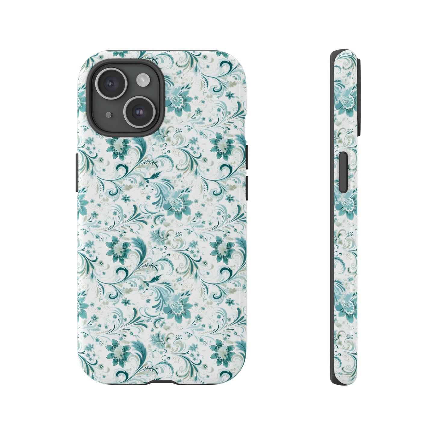 Beautiful Moss and Olive Green Floral Pattern Phone Case - Tough Cases for iPhone 15, iPhone 14 and iPhone 13