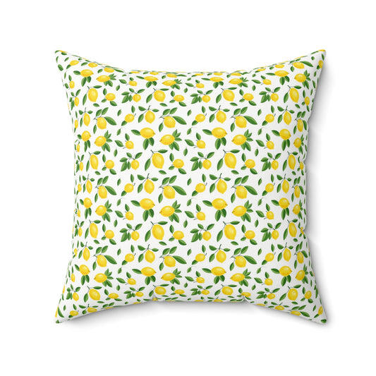 Gardening Lovers Collection - Classic Miniature Minimalist Summer Lemon Citrus Pattern Pillow - Spun Polyester Square Pillow