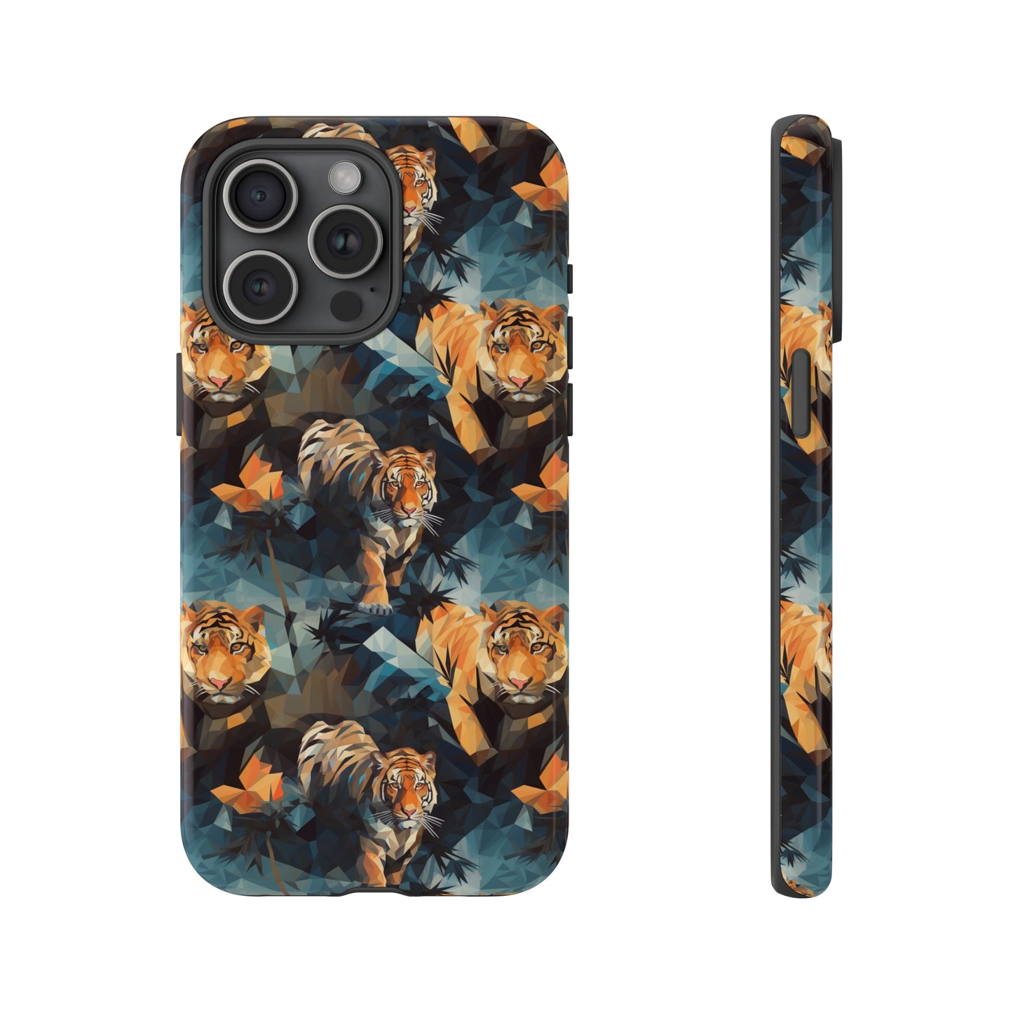 Sneaking Tiger Grey Polygonized Style Phone Case  - Tough Cases for iPhone 15, iPhone 14 and iPhone 13