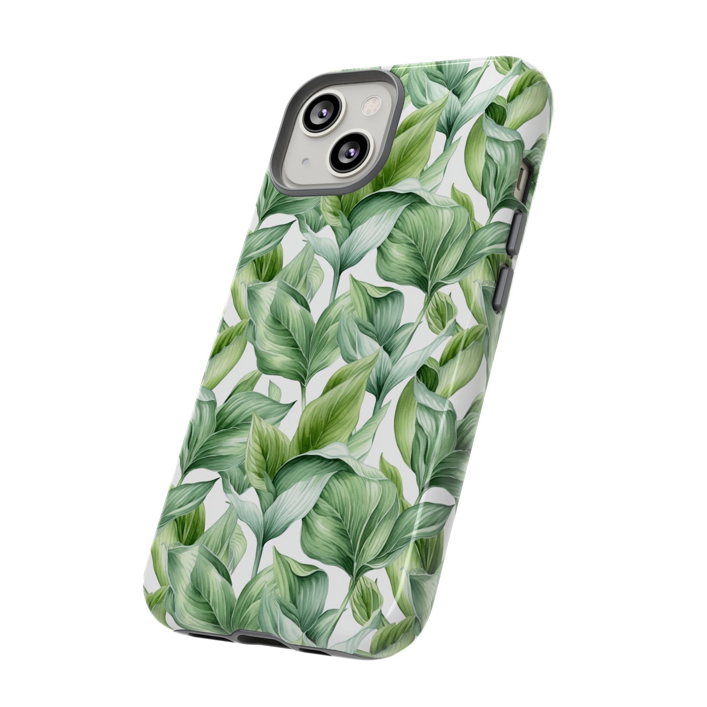 Gardening Lovers Collection - "Hosta (Hosta spp.)" Herbal Watercolor Plants Pattern - iPhone 15, iPhone 14 and iPhone 13 Phone Case