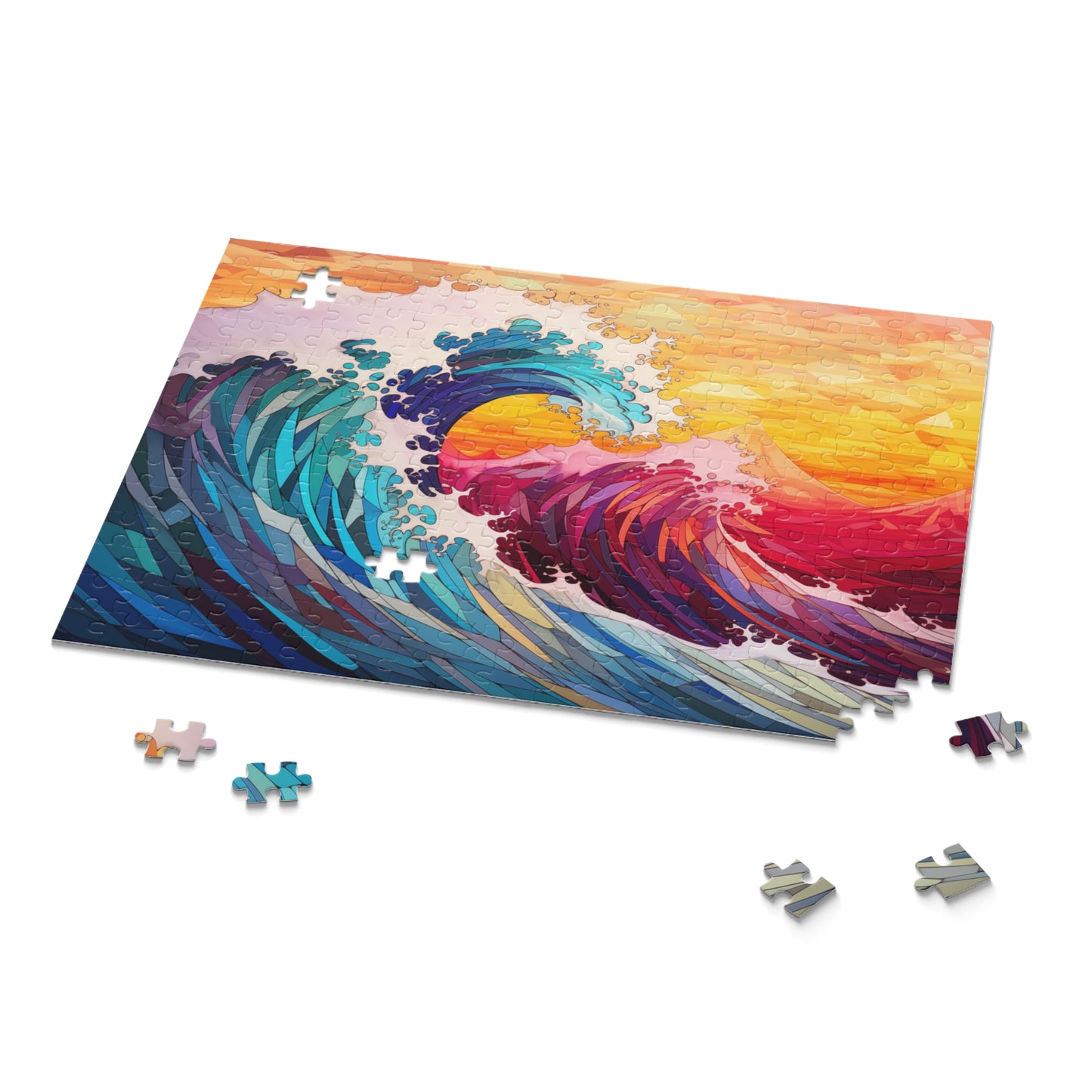 Calming Wave Polygon Style  Puzzle - Jigsaw Puzzle (120, 252, 500-Piece)