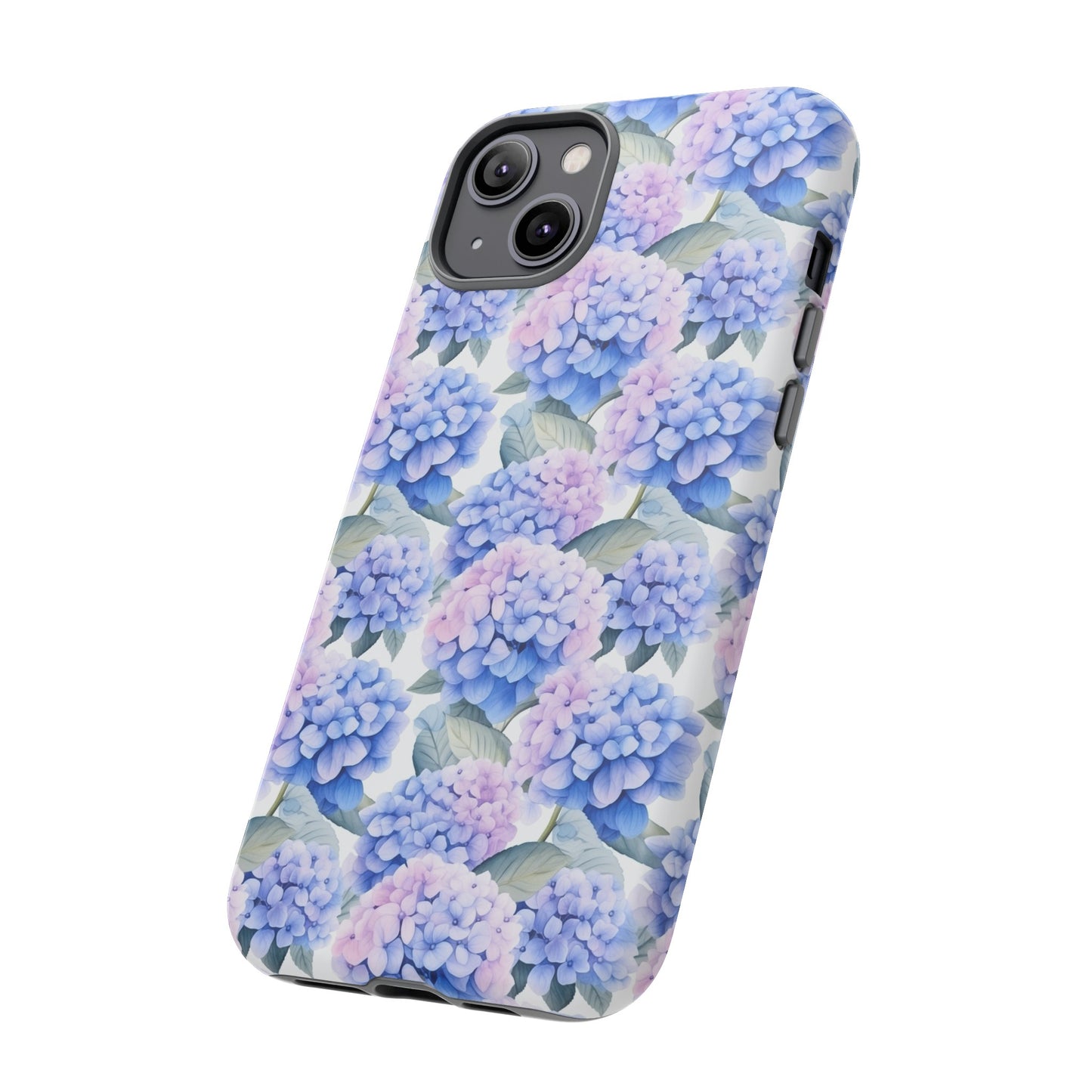 Gardening Lovers Collection - "Hydrangea (Hydrangea spp.)" Herbal Watercolor Plants Pattern - iPhone 15, iPhone 14 and iPhone 13 Phone Case