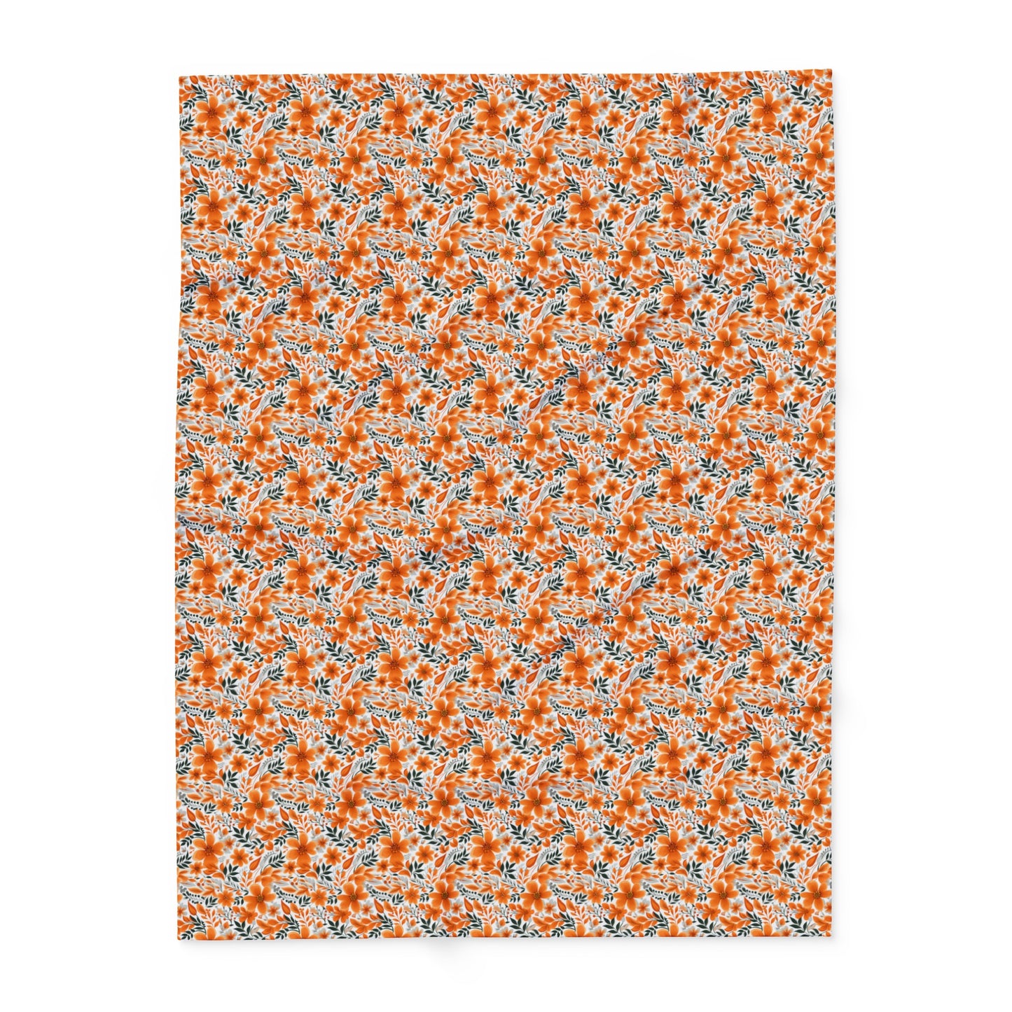 Wonderful Orange Floral Flower Summer Pattern Style Design Arctic Fleece Blanket