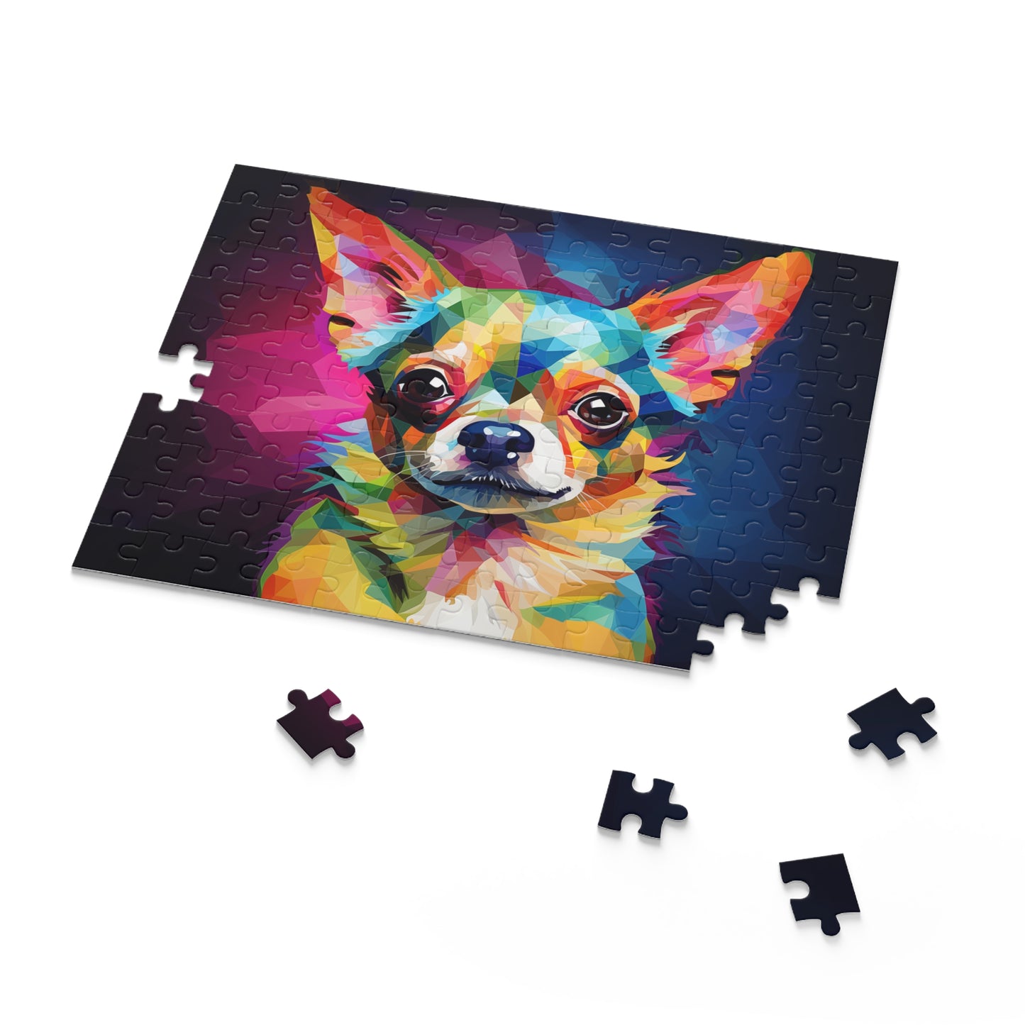 Cute Colorful Polygon Style Chihuahua / Cute little Dog Puzzle - Jigsaw Puzzle (120, 252, 500-Piece)