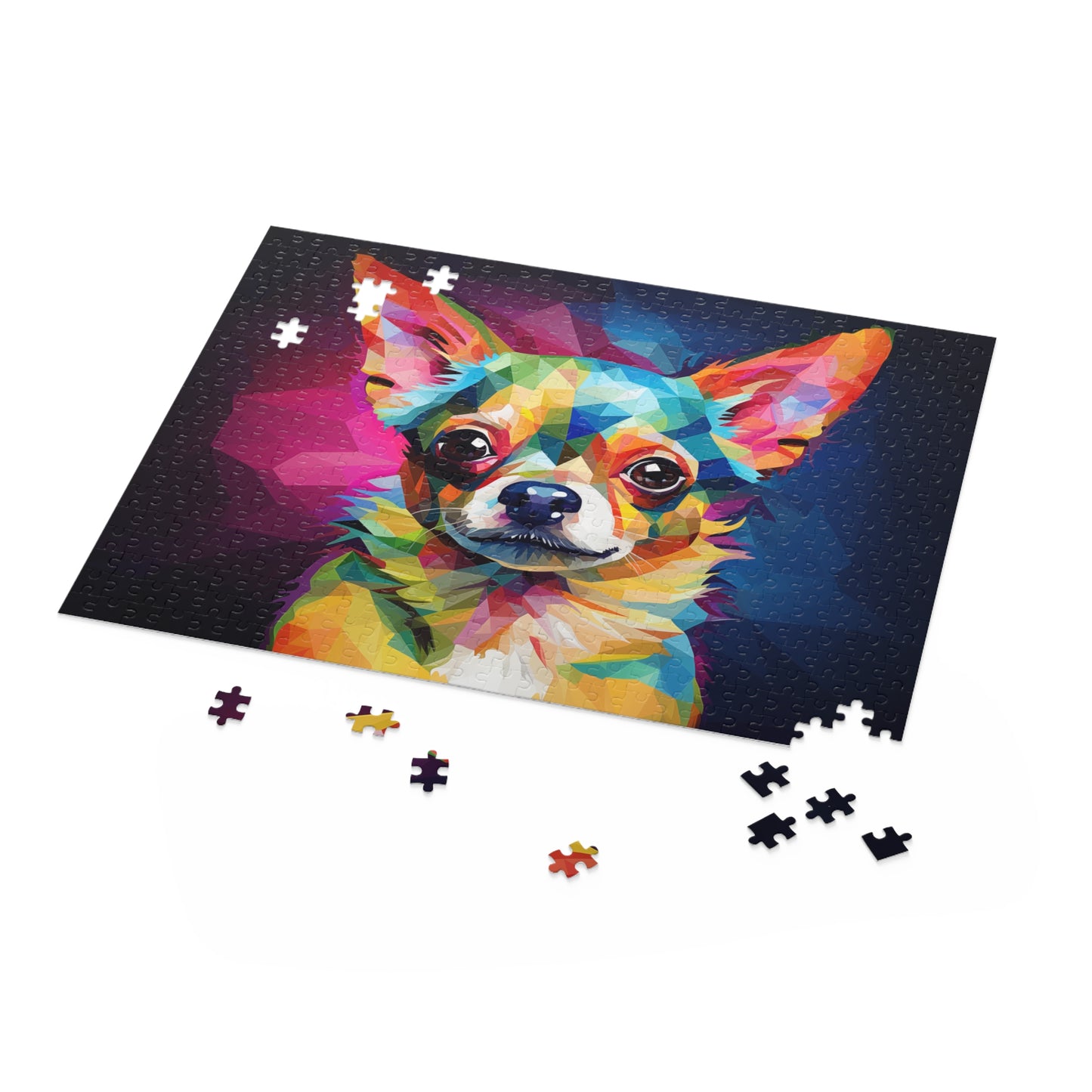 Cute Colorful Polygon Style Chihuahua / Cute little Dog Puzzle - Jigsaw Puzzle (120, 252, 500-Piece)