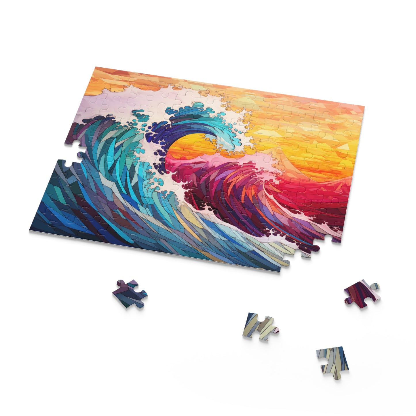 Calming Wave Polygon Style  Puzzle - Jigsaw Puzzle (120, 252, 500-Piece)