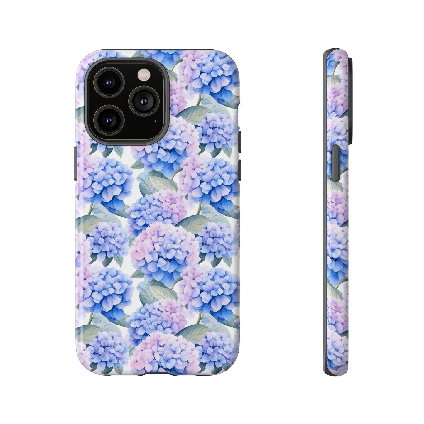 Gardening Lovers Collection - "Hydrangea (Hydrangea spp.)" Herbal Watercolor Plants Pattern - iPhone 15, iPhone 14 and iPhone 13 Phone Case