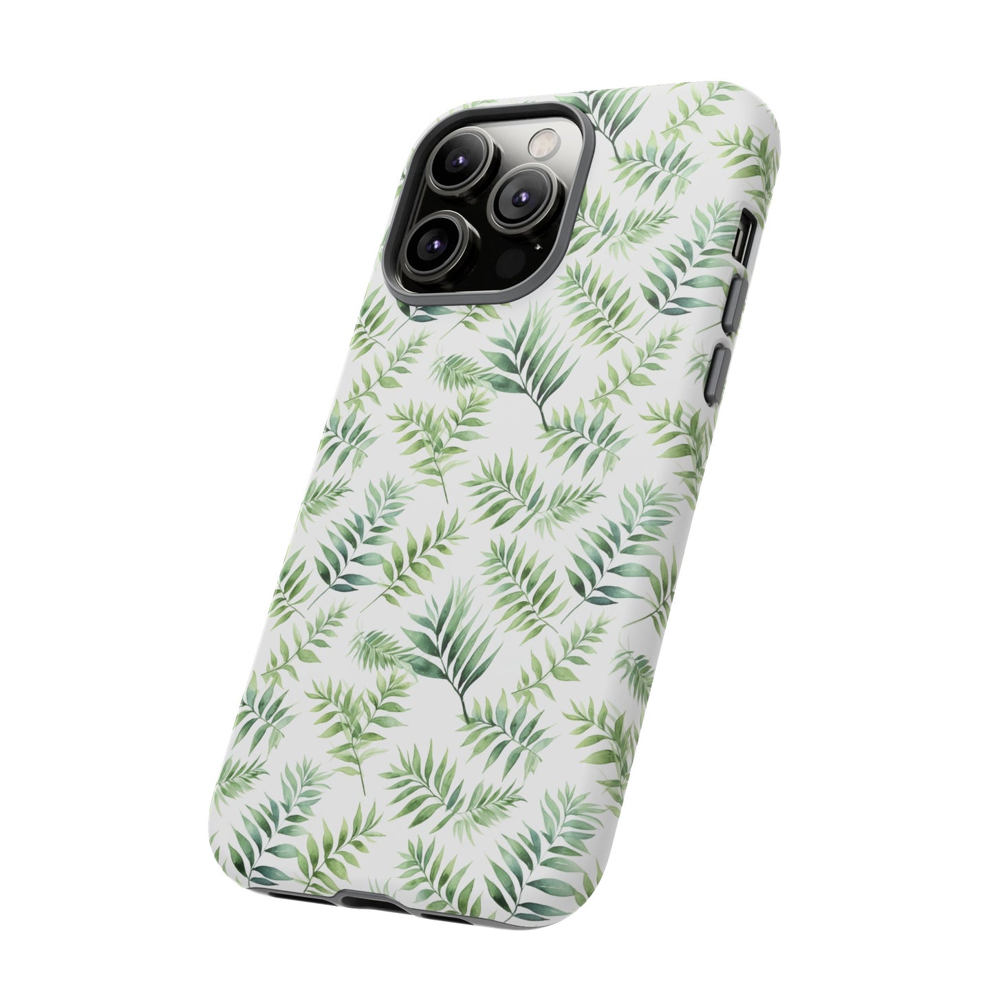 Gardening Collection - "Bamboo Palm (Chamaedorea seifrizii)" Herbal Watercolor Plants Pattern- iPhone 15, iPhone 14 and iPhone 13 Phone Case