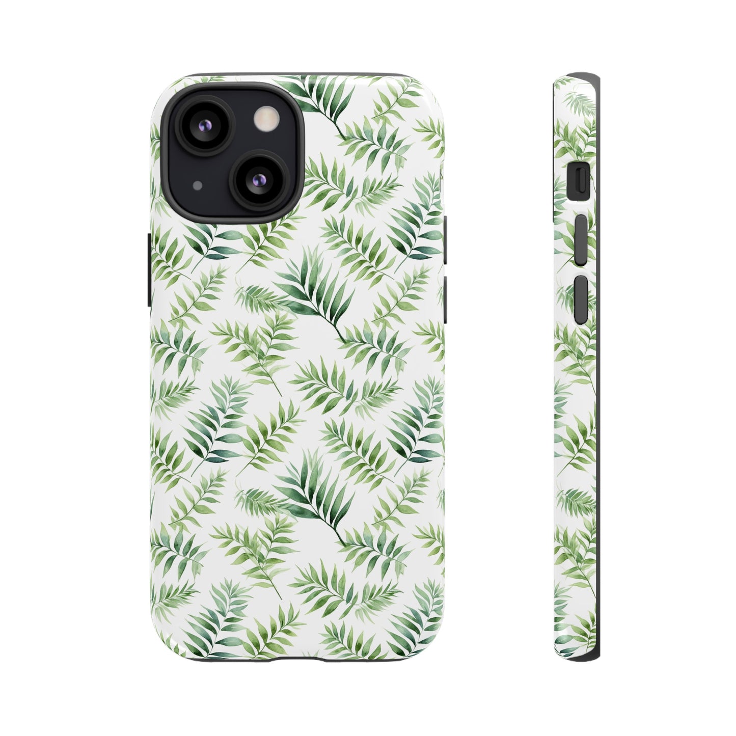 Gardening Collection - "Bamboo Palm (Chamaedorea seifrizii)" Herbal Watercolor Plants Pattern- iPhone 15, iPhone 14 and iPhone 13 Phone Case