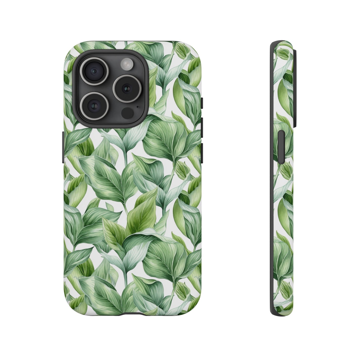 Gardening Lovers Collection - "Hosta (Hosta spp.)" Herbal Watercolor Plants Pattern - iPhone 15, iPhone 14 and iPhone 13 Phone Case