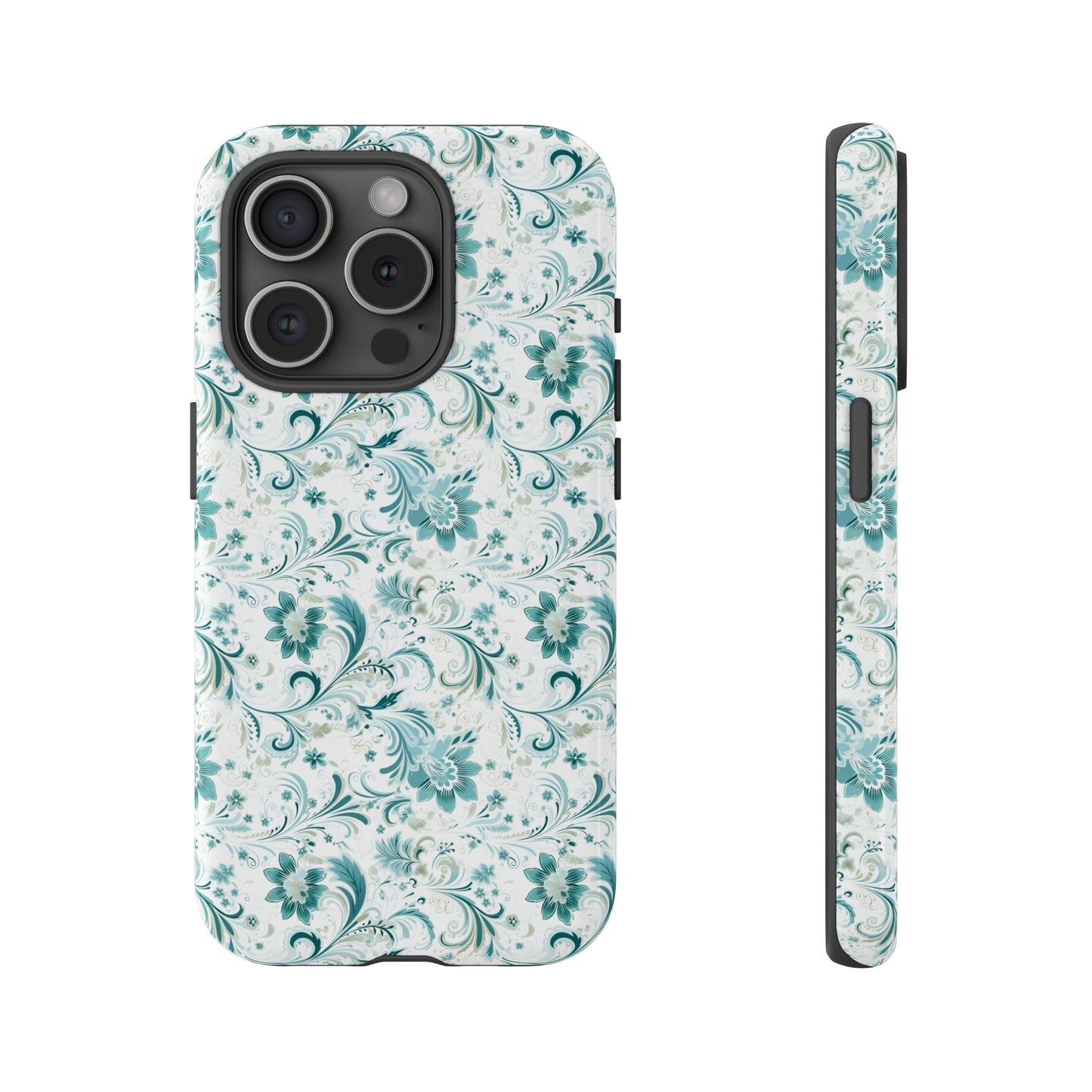 Beautiful Moss and Olive Green Floral Pattern Phone Case - Tough Cases for iPhone 15, iPhone 14 and iPhone 13