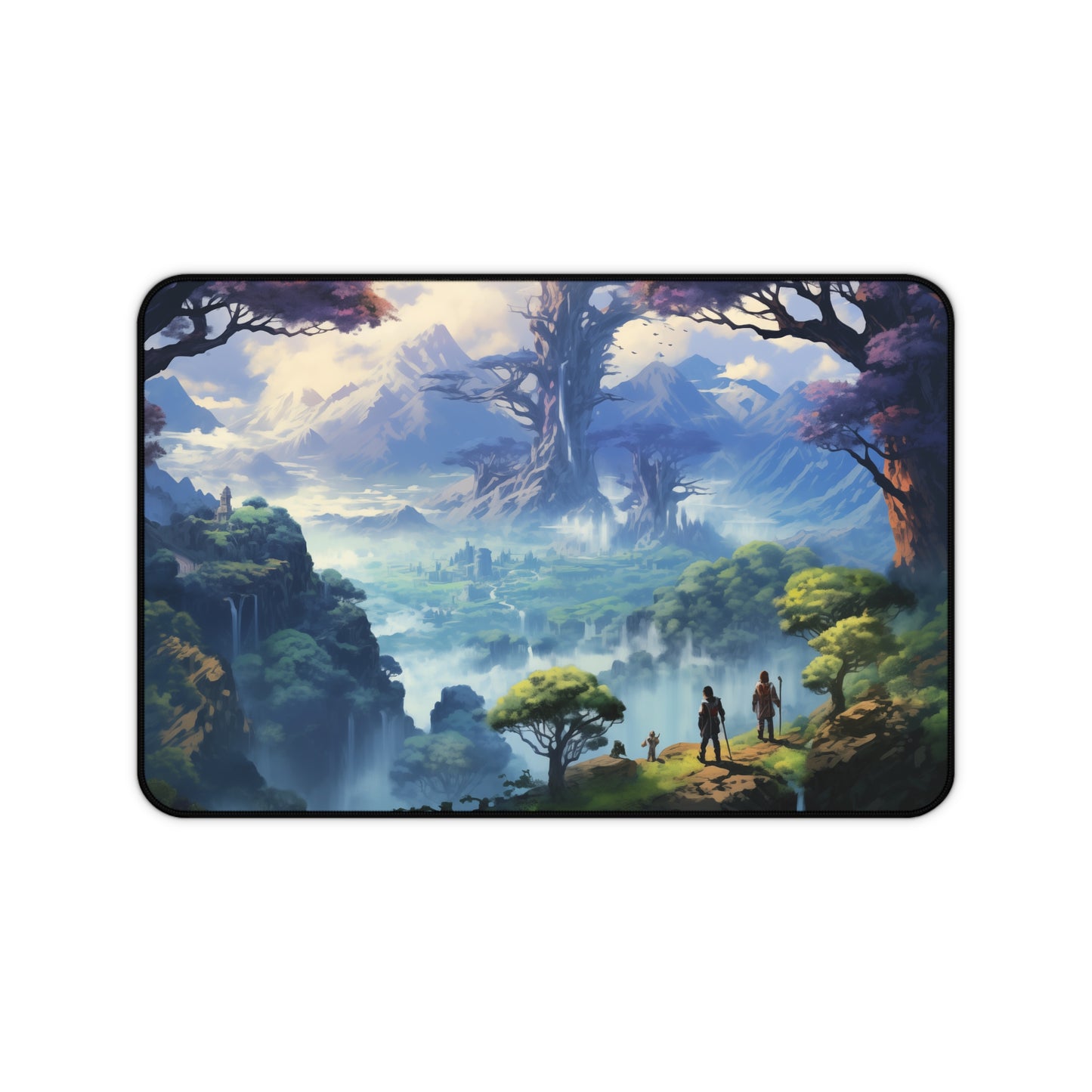 Epic Fantasy Friends Collection - "Valley of Elven-Pride" Watercolor Art Work Design - Neoprene Gaming Desk Mat / Cover