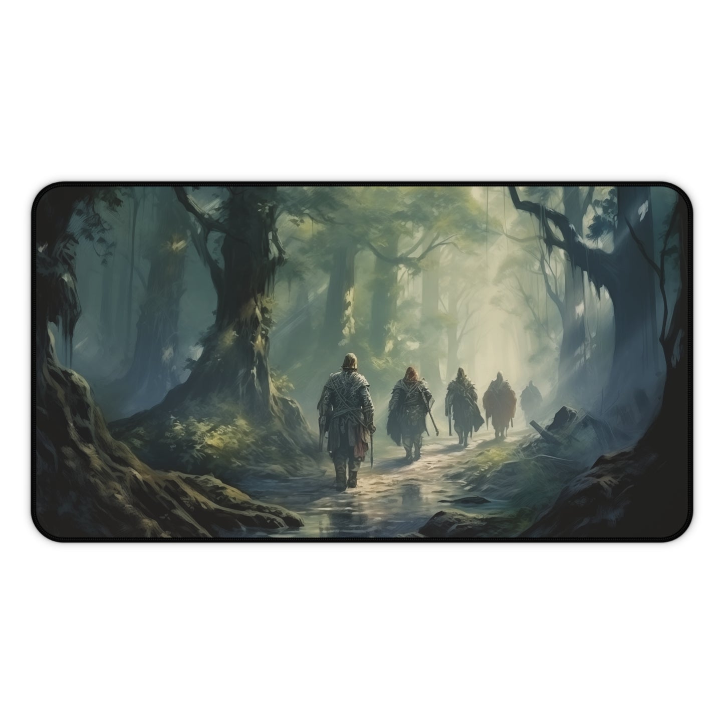 Epic Fantasy Friends Collection - "Entering the Misty Forest" Watercolor Art Work Design - Neoprene Gaming Desk Mat / Cover