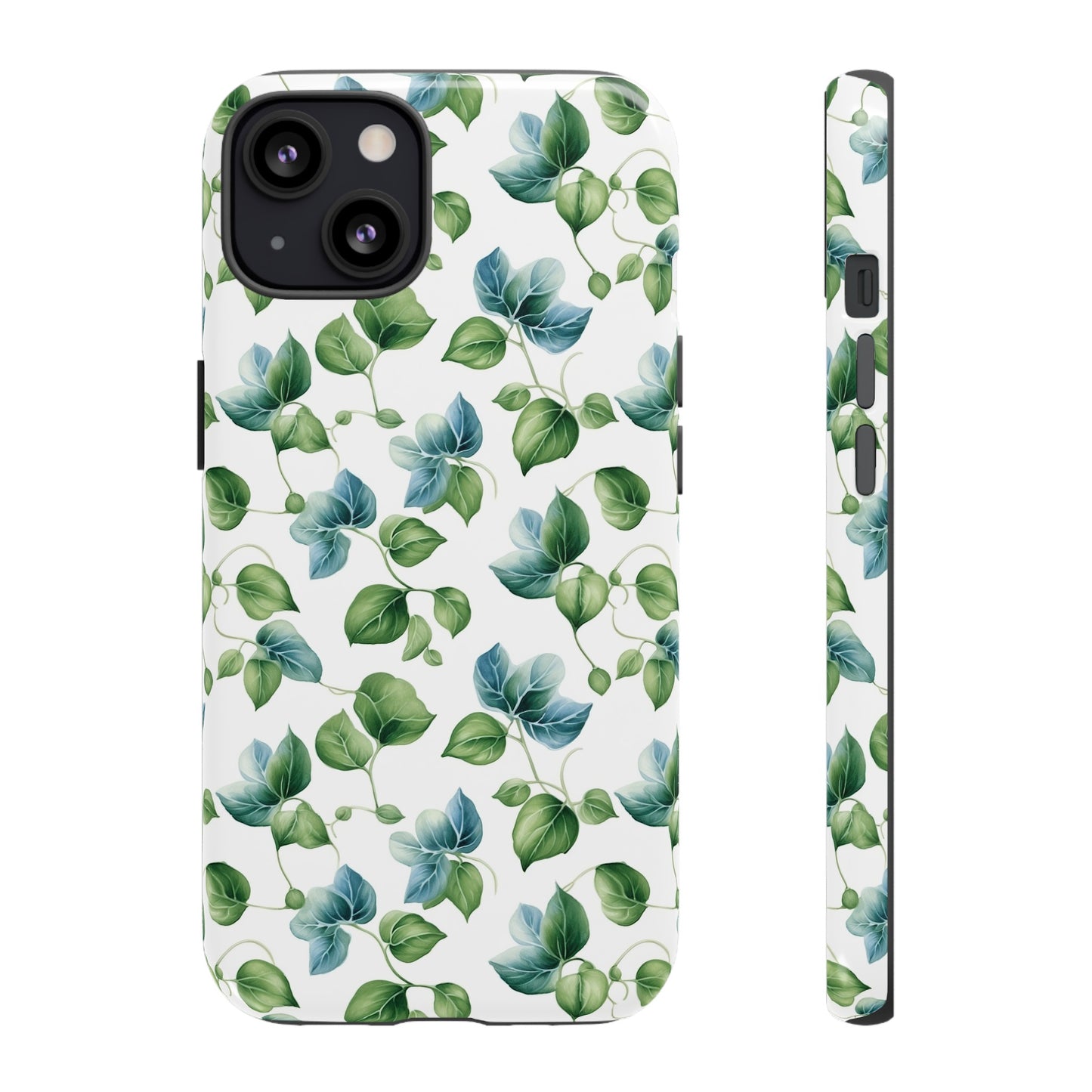 Gardening Lovers Collection - "English Ivy (Hedera helix)" Herbal Watercolor Plants Pattern - iPhone 15, iPhone 14 and iPhone 13 Phone Case