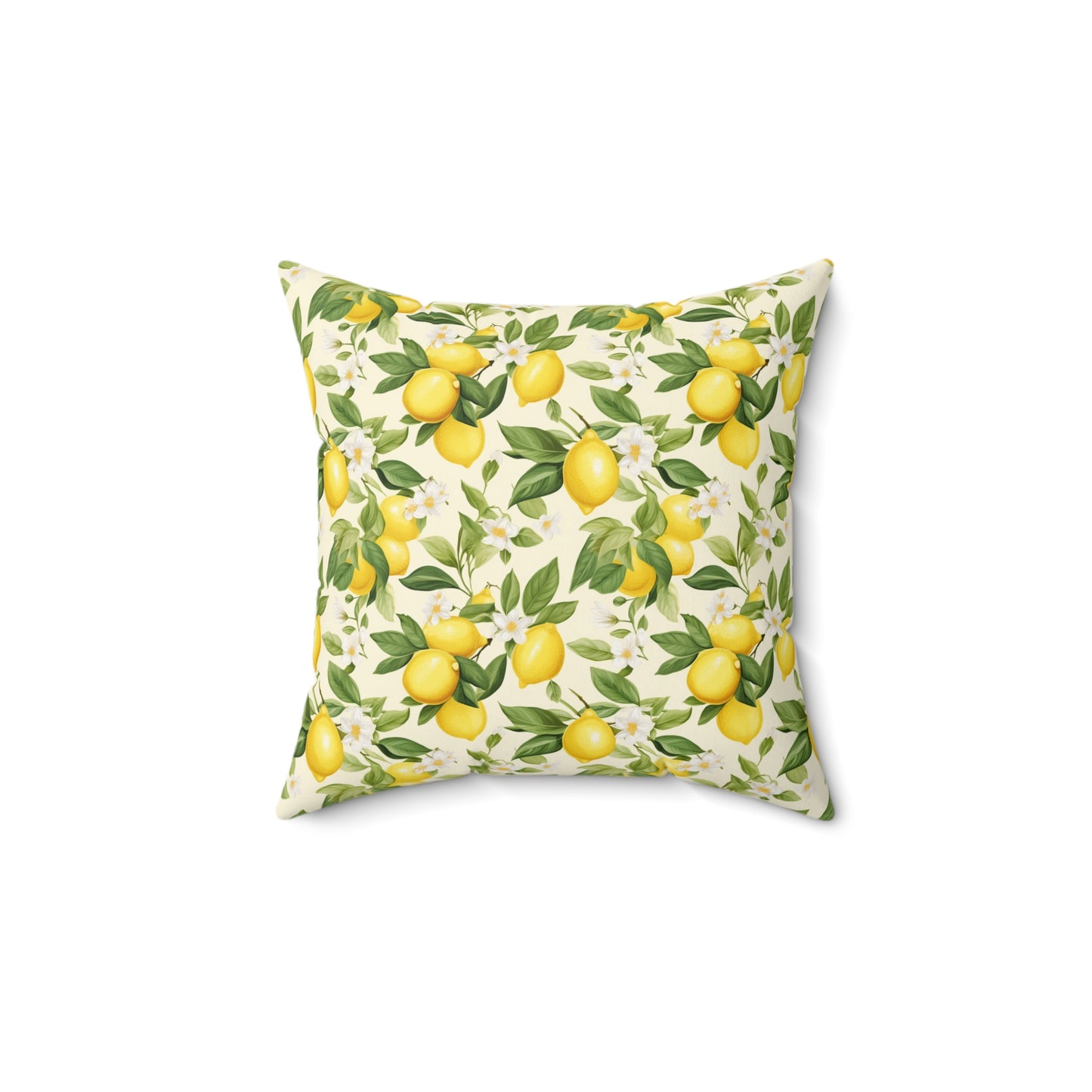 Gardening Lovers Collection - Classic Watercolor Summer Lemon Citrus Pattern Pillow - Spun Polyester Square Pillow