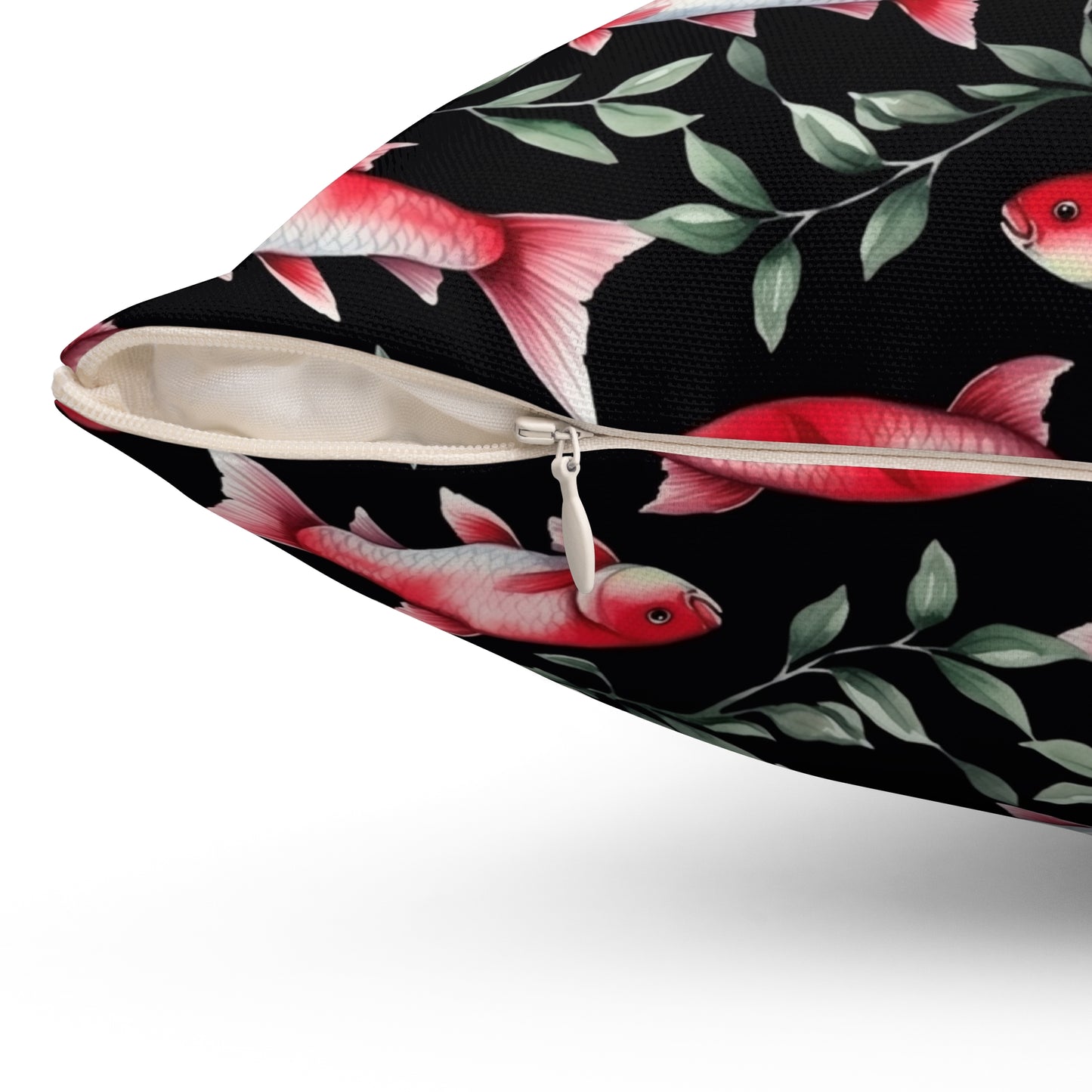 Fishing Enthusiasts Collection - Beautiful "Cherry Barb" Elegant Watercolor Fish Pattern - Spun Polyester Square Pillow - Perfect Gift