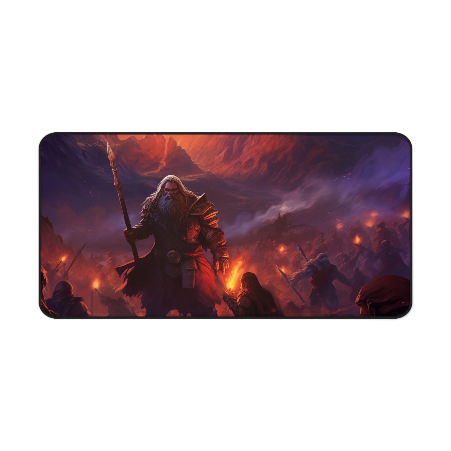 Epic Fantasy Friends Collection - "The Unbreakable General" Watercolor Art Work Design - Neoprene Gaming Desk Mat / Cover