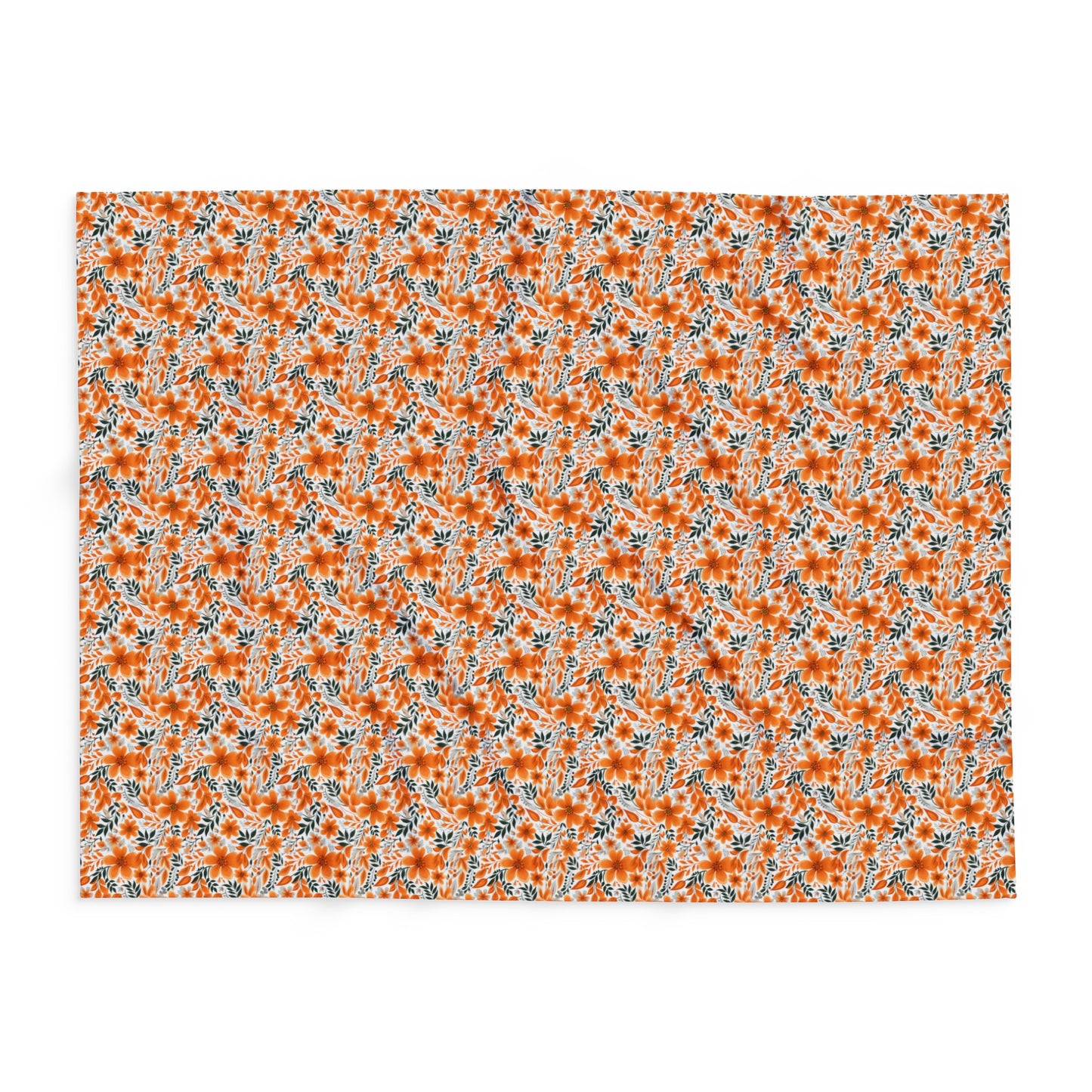 Wonderful Orange Floral Flower Summer Pattern Style Design Arctic Fleece Blanket