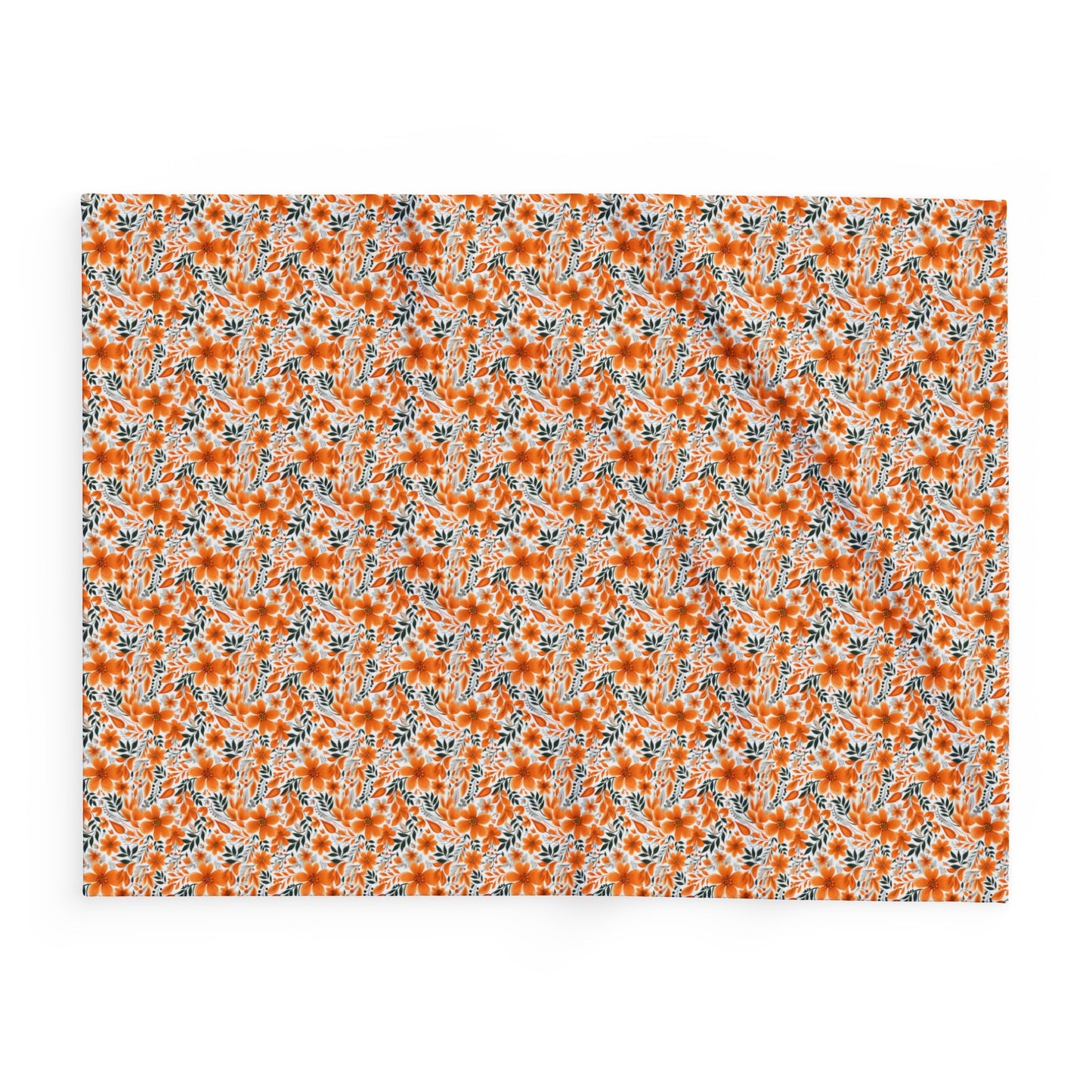 Wonderful Orange Floral Flower Summer Pattern Style Design Arctic Fleece Blanket