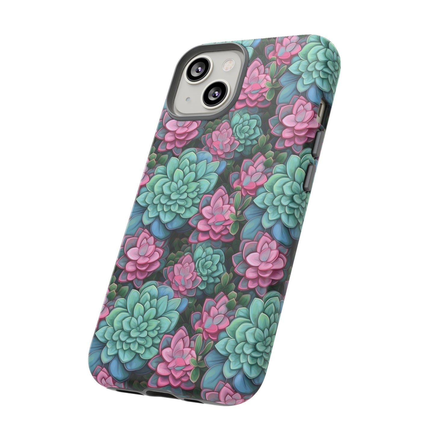 Gardening Lovers Collection - "Jade Plant (Crassula ovata)" Herbal Watercolor Plants Pattern - iPhone 15, iPhone 14 and iPhone 13 Phone Case