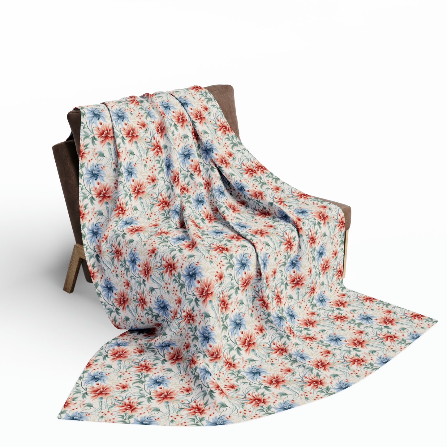 Refreshening Floral Pattern Design Arctic Fleece Blanket