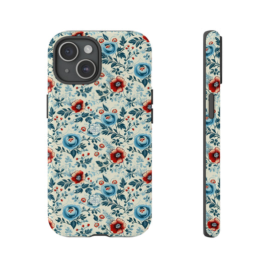 Delightful Wedding Floral Pattern Phone Case / Beautiful Color Case - Tough Cases for iPhone 15, iPhone 14 and iPhone 13