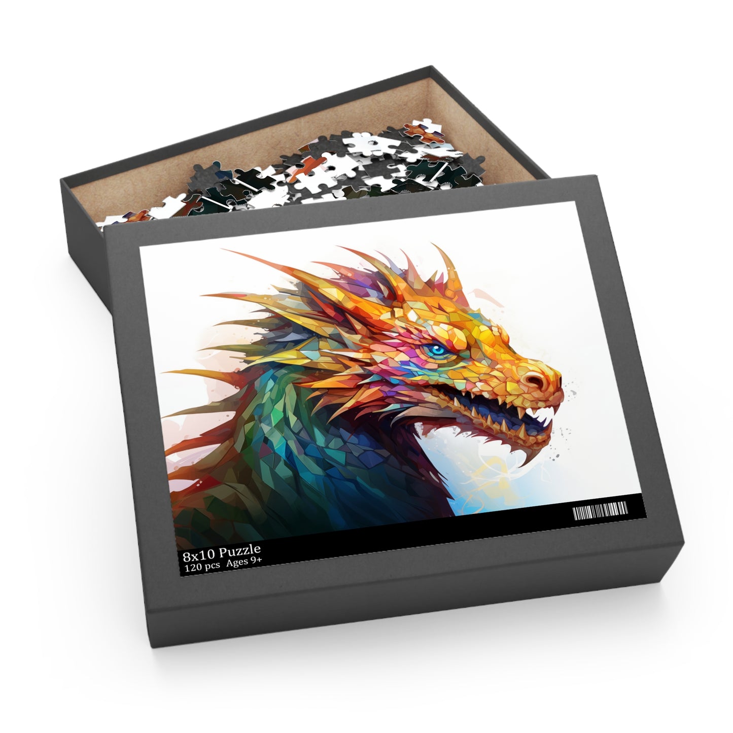 Epic Colorful Polygon Style Dragon Puzzle - Jigsaw Puzzle (120, 252, 500-Piece)