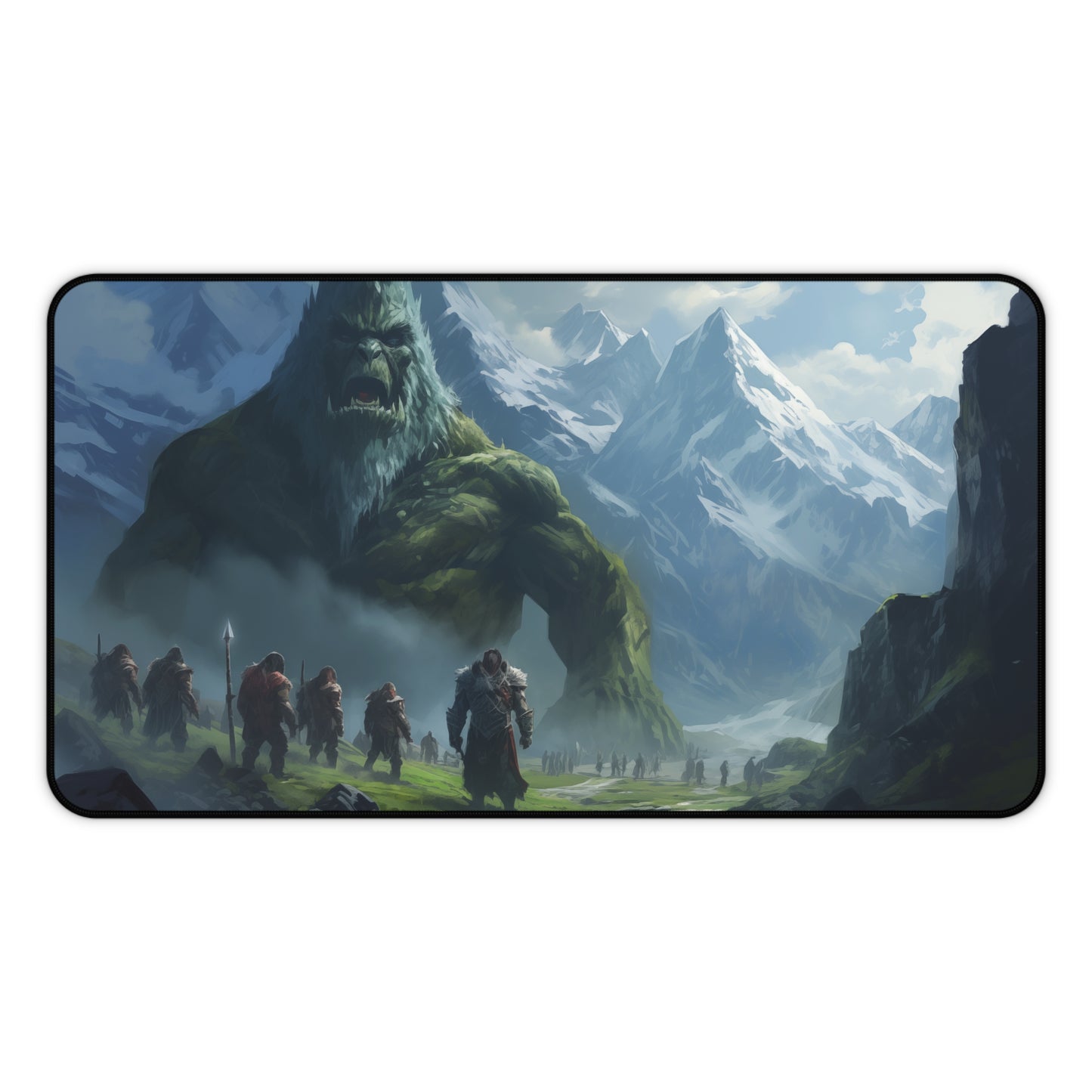 Epic Fantasy Friends Collection - "Waking a Mountain" Watercolor Art Work Design - Neoprene Gaming Desk Mat / Cover