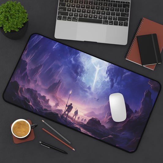 Epic Fantasy Friends Collection - "Young Wizard Exploring Aerial-Cave" Watercolor Art Work Design - Neoprene Gaming Desk Mat / Cover