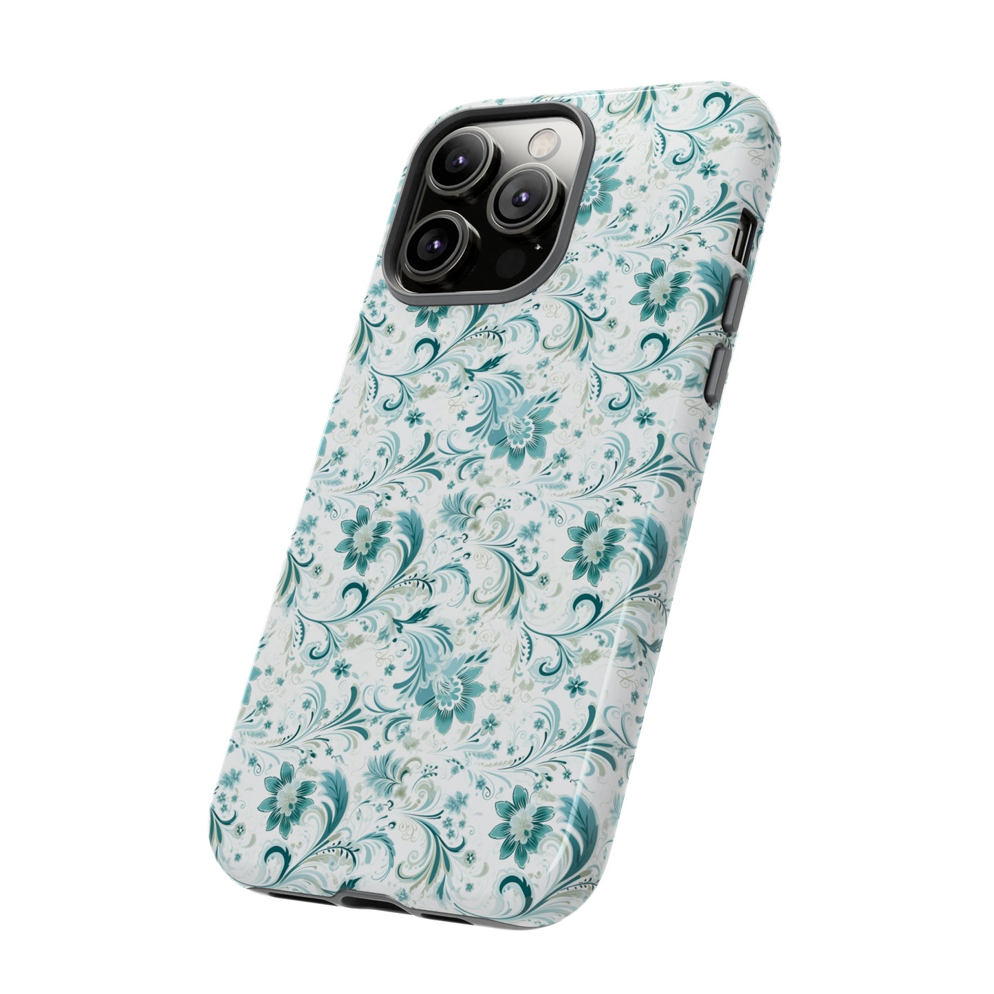 Beautiful Moss and Olive Green Floral Pattern Phone Case - Tough Cases for iPhone 15, iPhone 14 and iPhone 13