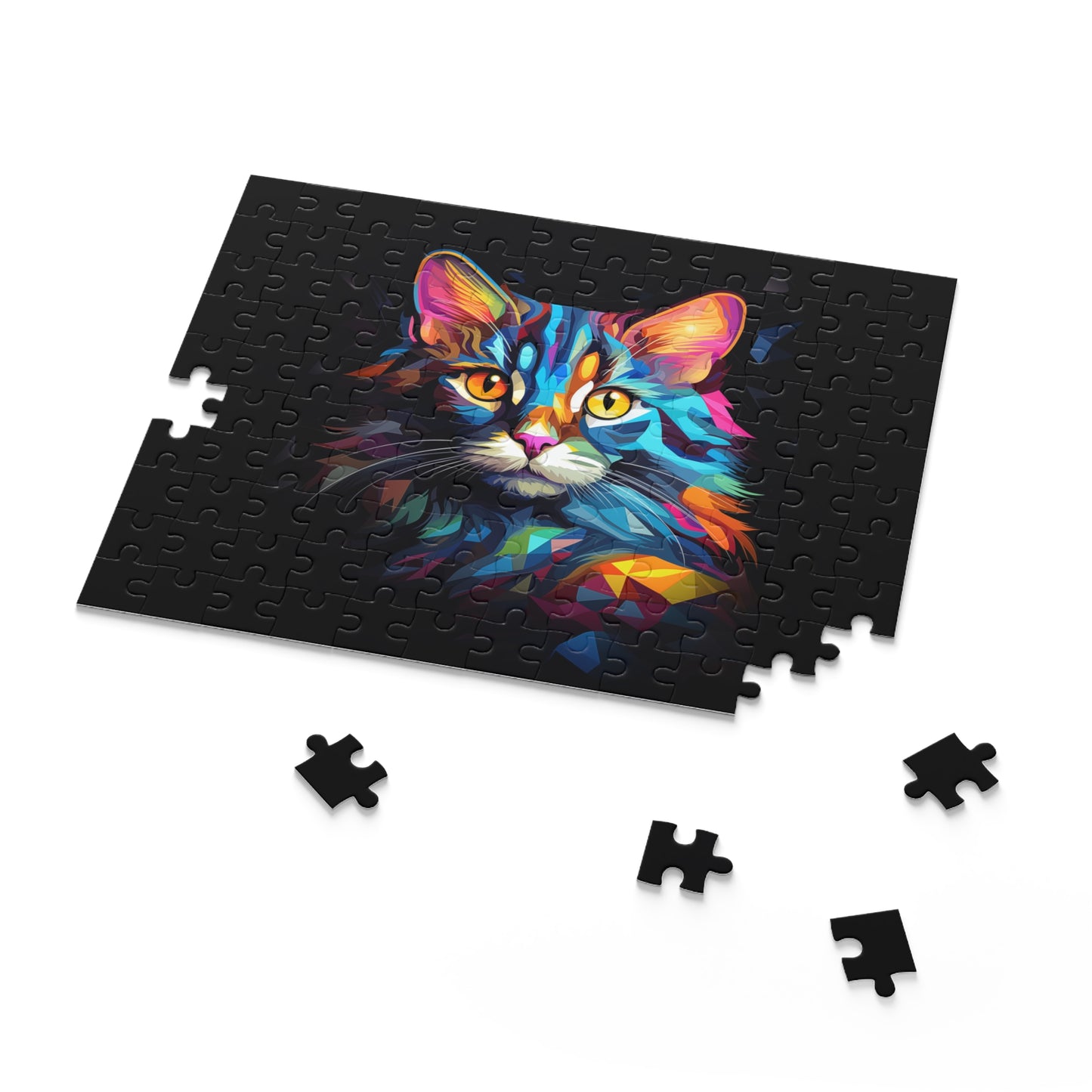 Mystic Colorful Polygon Style Cat Puzzle - Jigsaw Puzzle (120, 252, 500-Piece)