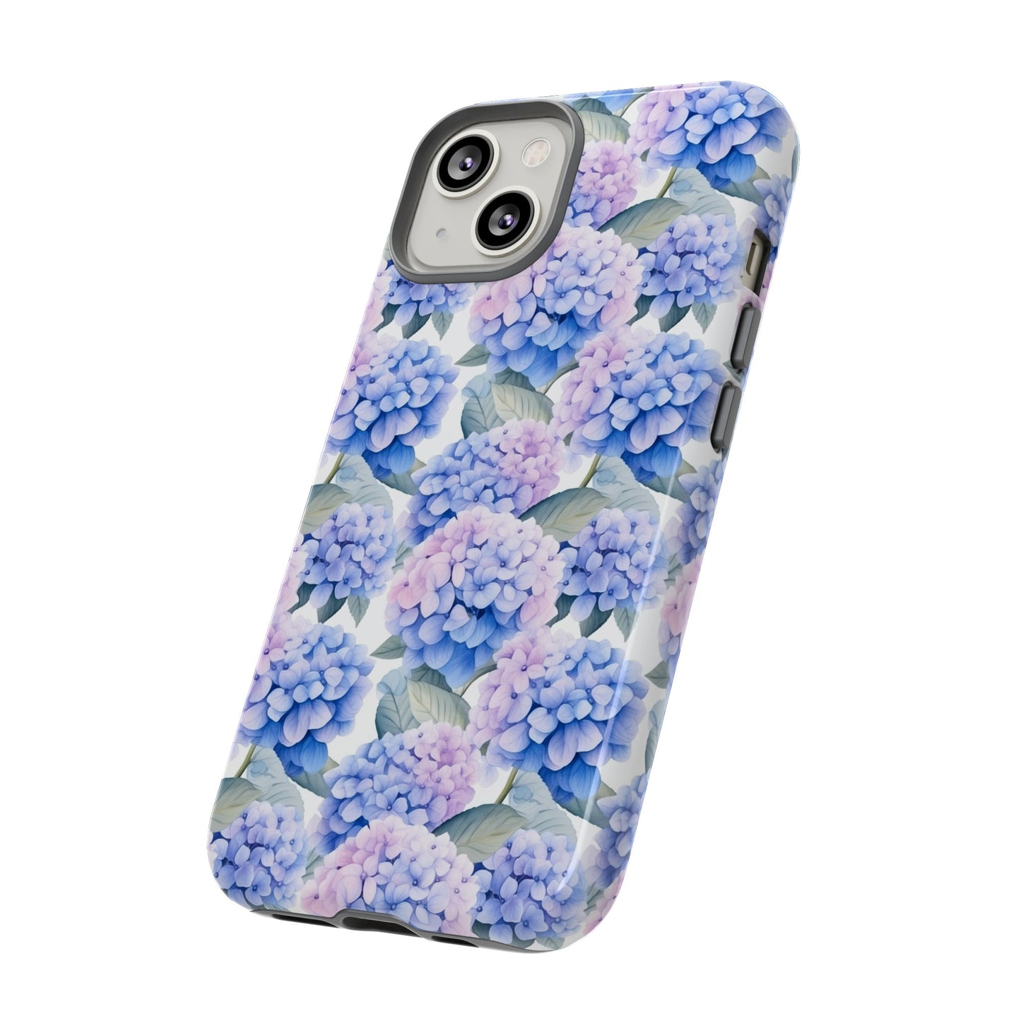 Gardening Lovers Collection - "Hydrangea (Hydrangea spp.)" Herbal Watercolor Plants Pattern - iPhone 15, iPhone 14 and iPhone 13 Phone Case