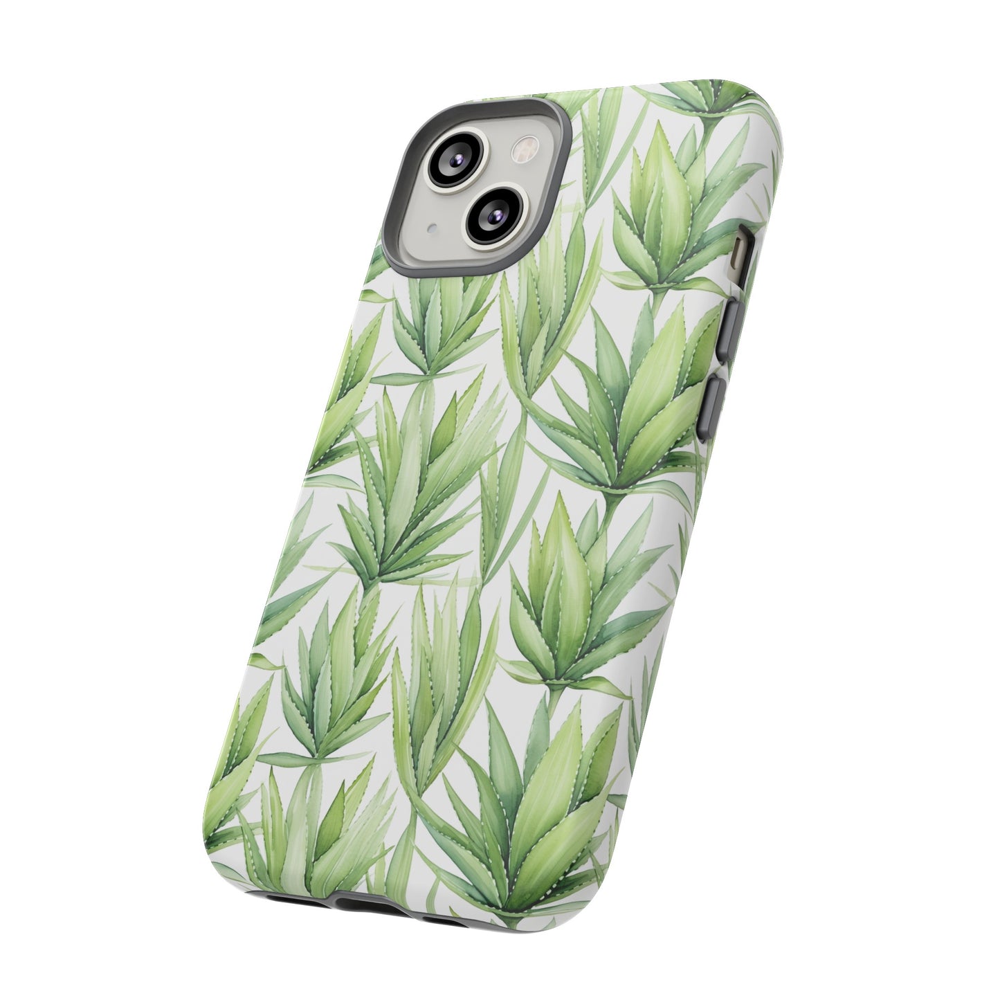 Gardening Collection - "Aloe Vera (Aloe Barbadensis)" Herbal Watercolor Plants Pattern -  iPhone 15, iPhone 14 and iPhone 13 Phone Case