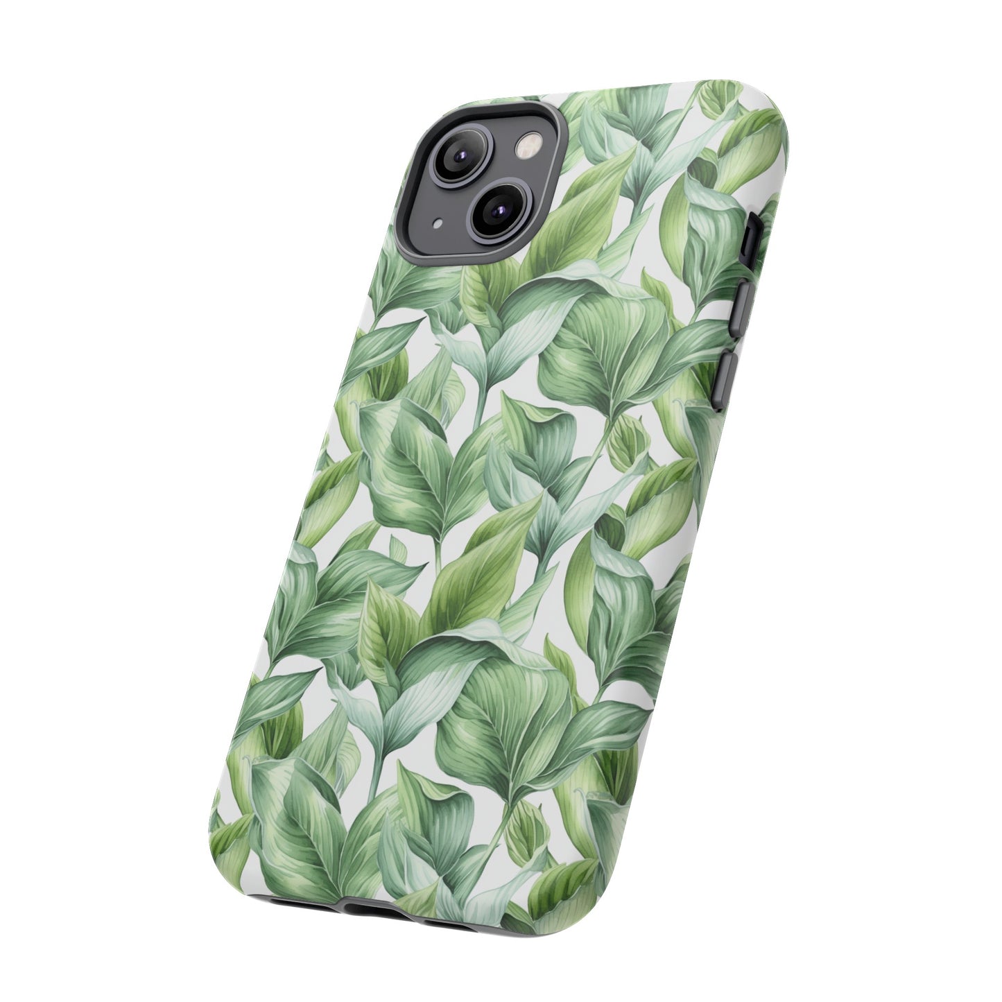 Gardening Lovers Collection - "Hosta (Hosta spp.)" Herbal Watercolor Plants Pattern - iPhone 15, iPhone 14 and iPhone 13 Phone Case