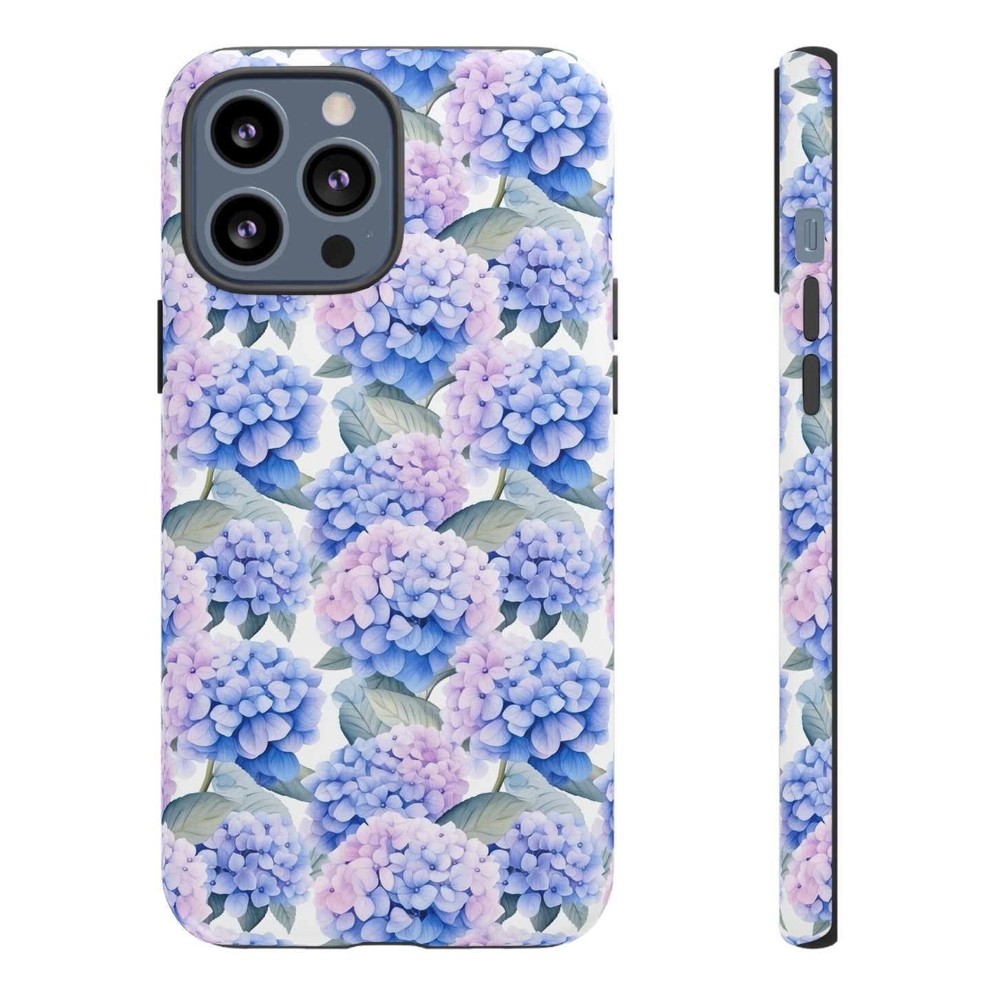 Gardening Lovers Collection - "Hydrangea (Hydrangea spp.)" Herbal Watercolor Plants Pattern - iPhone 15, iPhone 14 and iPhone 13 Phone Case