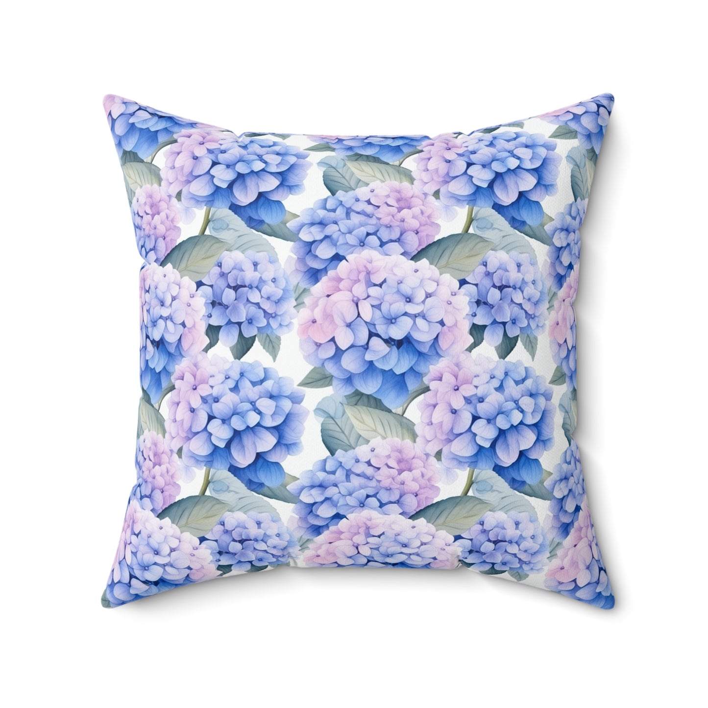 Gardening Lovers Collection - Hydrangea (Hydrangea spp.) Herbal Garden Plants Pattern - Spun Polyester Square Pillow - Perfect Gift