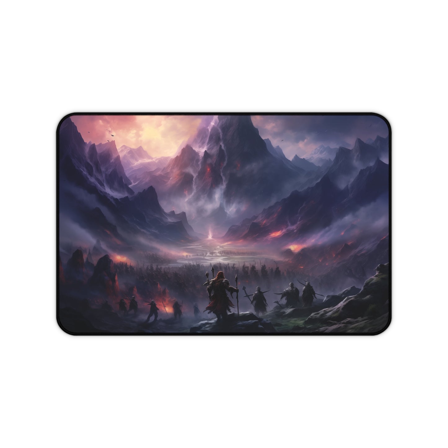 Epic Fantasy Friends Collection - "War of the Damned" Watercolor Art Work Design - Neoprene Gaming Desk Mat / Cover