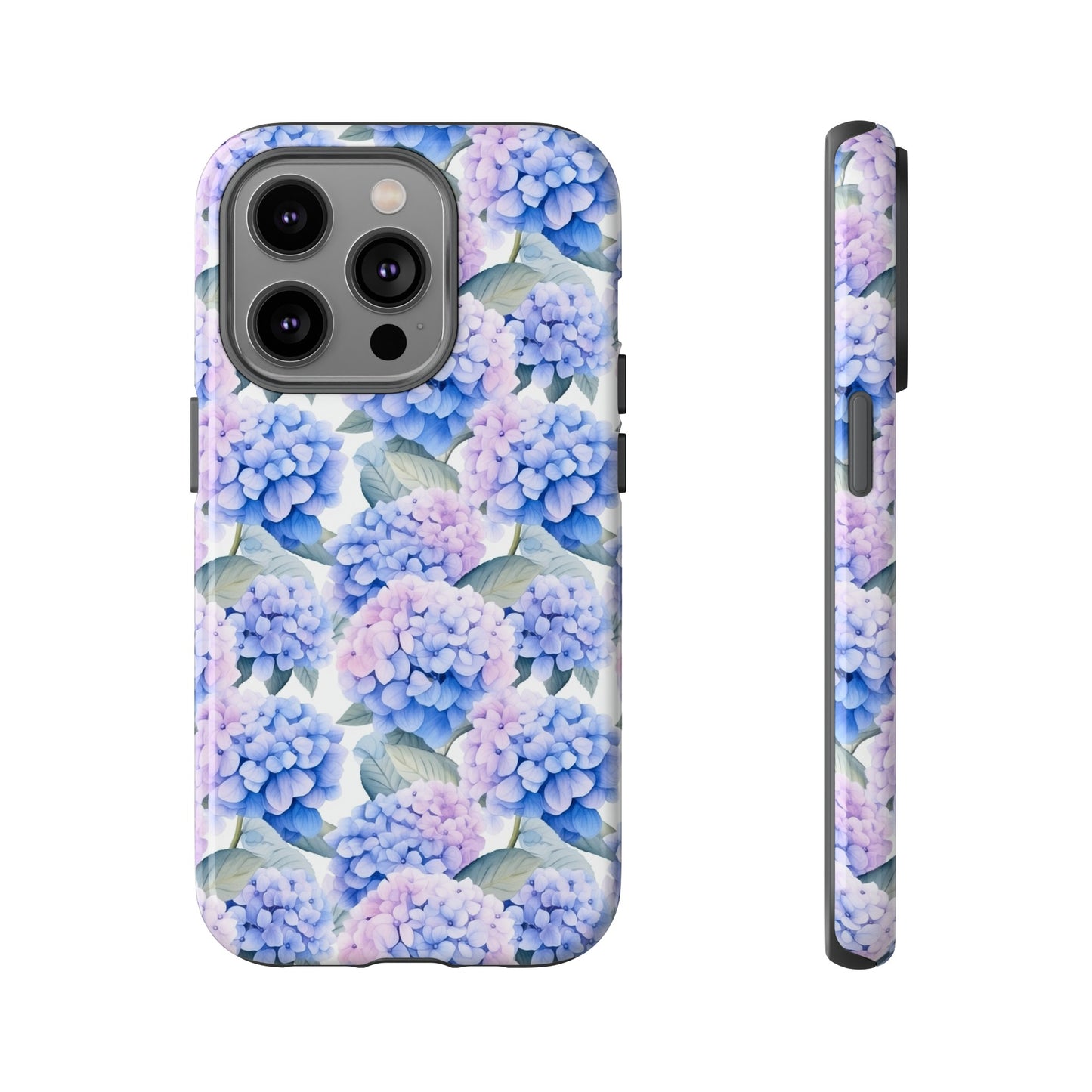 Gardening Lovers Collection - "Hydrangea (Hydrangea spp.)" Herbal Watercolor Plants Pattern - iPhone 15, iPhone 14 and iPhone 13 Phone Case