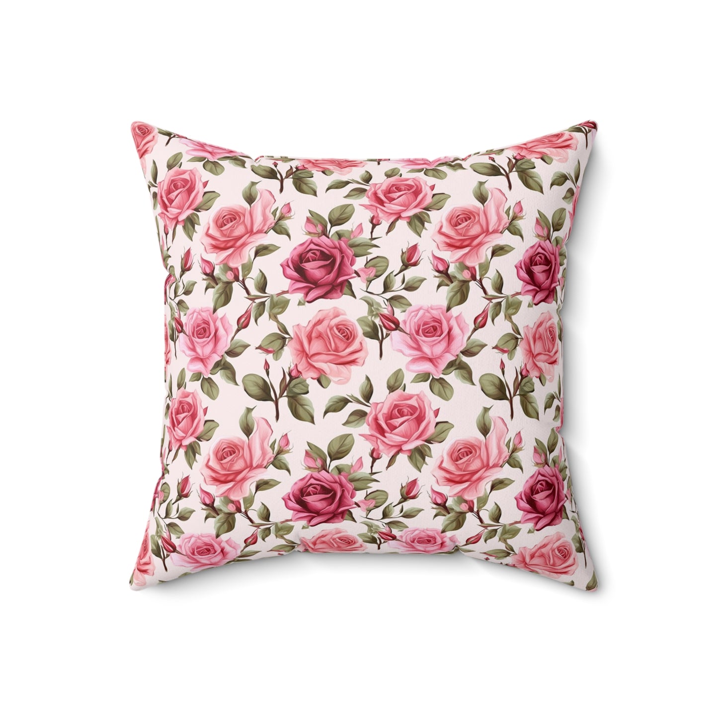 Lovely Roses Floral Pattern Pillow - Spun Polyester Square Pillow