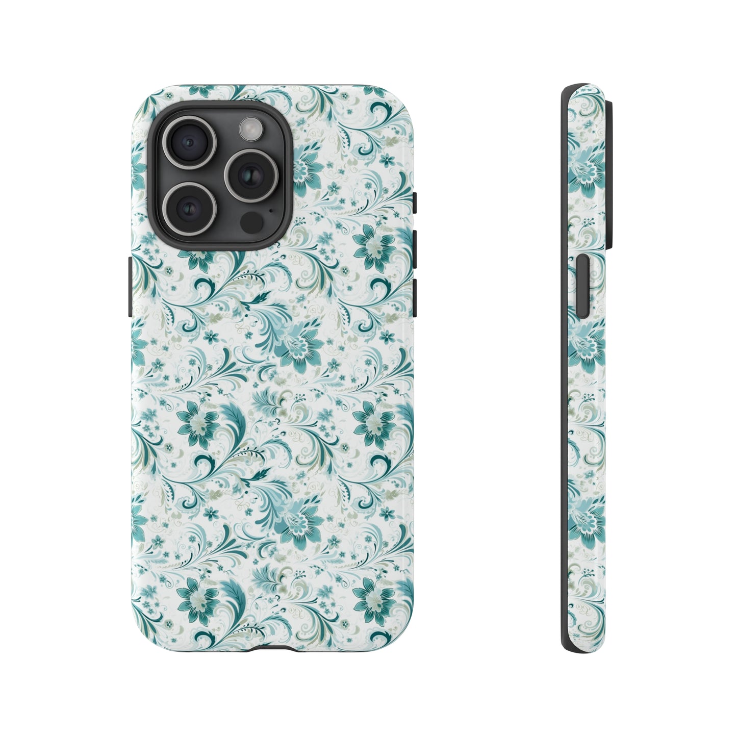 Beautiful Moss and Olive Green Floral Pattern Phone Case - Tough Cases for iPhone 15, iPhone 14 and iPhone 13